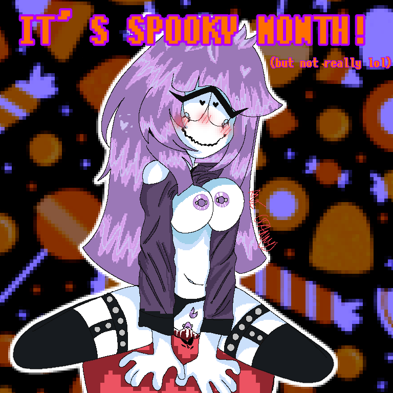 areolae female female_on_top friday_night_funkin halloween_background heart-shaped_pupils lila_(spooky_month) nipple_piercing nipple_piercings pale-skinned_female pale_skin pubic_hair purple_hair purple_pubic_hair purple_shirt raised_shirt sex sitting_on_person spirit_(friday_night_funkin) spooky_month sr_pelo tagme text unibrow urdaddyave white_skin