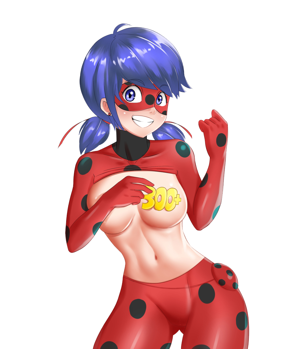 1girls bed bent_over blue_eyes blue_hair blush ladybug_(character) marinette_cheng marinette_cheng_(pv) marinette_dupain-cheng miraculous_ladybug pussy redbug see-through tagme underboob upskirt