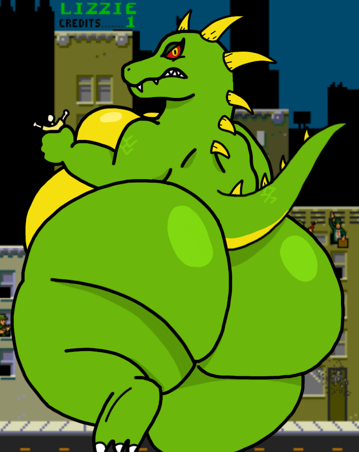 angry anthro ass big_ass big_butt butt dat_ass fat fat_ass fat_butt female green_body green_skin huge_ass huge_butt lizzard lizzie_(rampage) macro missingno-54 overweight overweight_female rampage_(game) reptile thick_ass thick_thighs