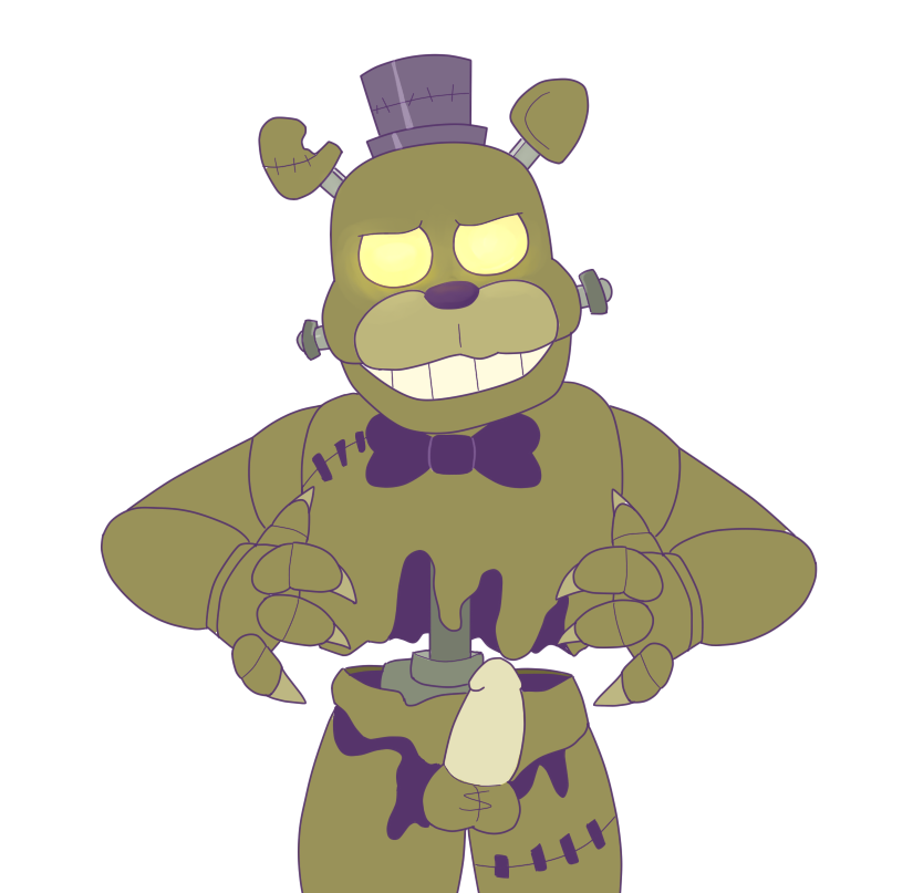 2019 4_fingers animatronic anthro balls beard black_nose bow_tie bowtie dreadbear five_nights_at_freddy's five_nights_at_freddy's:_help_wanted gay green_body green_fur half-closed_eyes halloween hi_res machine pastelpinkcats penis robot smile smiling smiling_at_viewer spiked_fingers teeth top_hat transparent_background video_games yaoi yellow_eyes