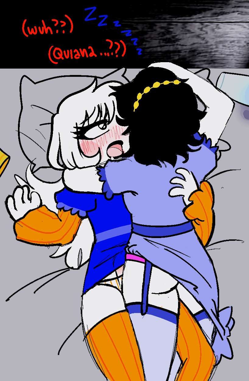 2girls aroused_face asleep blush convention cosplay crown drunk guidestuck high_heels homestuck intoxicated lil_cal_(homestuck) mspfa no_pants quinn_egbert roleplay sleeping_on_person strilalonder