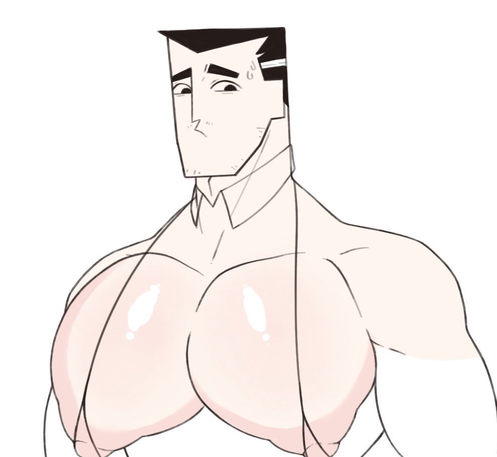 big_breasts big_chest big_pecs black_hair busty cartoon_network dadbulge daddy dilf huge_breasts huge_chest huge_pecs powerpuff_girls professor_utonium