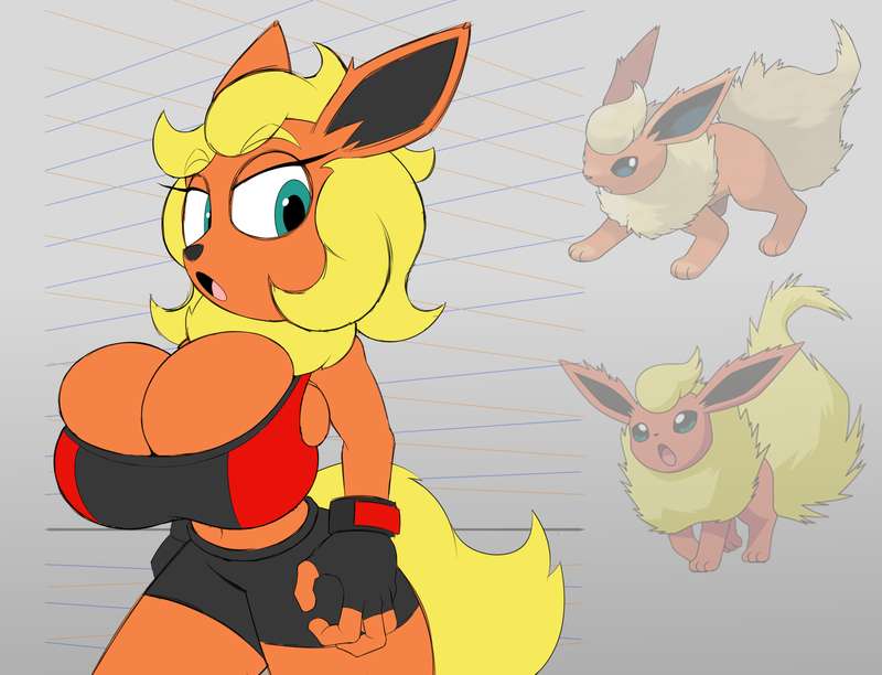 anthro big_breasts breasts creatures_(company) eeveelution female female_only flareon game_freak generation_1_pokemon nintendo pokémon_(species) pokemon pokemon pokemon_(species) pokemon_rgby slickehedge