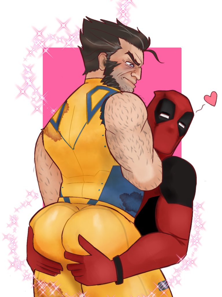 2boys bubble_butt deadpool deadpool_&_wolverine_(2024) gay hairy_arms hands_on_ass hands_on_butt holebussidy hugging_butt logan_(x-men) male/male male_only marvel marvel_comics wolverine_(x-men)