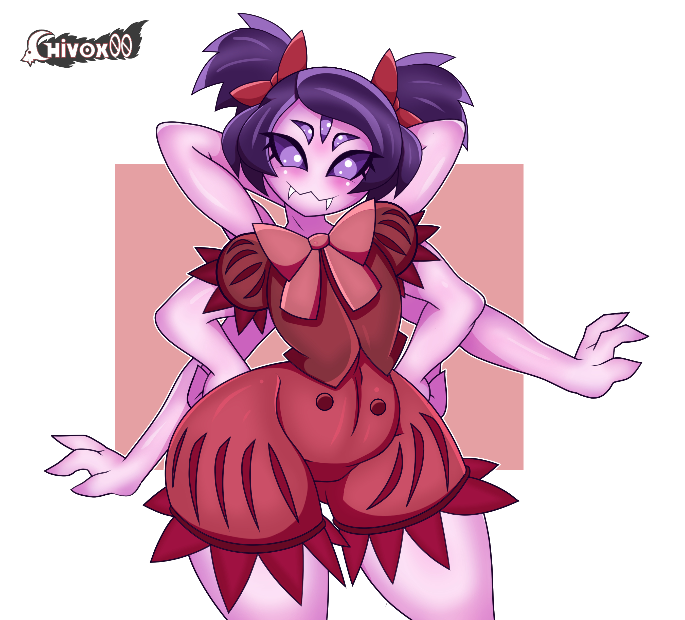 1girls, bottom heavy, chivox00, female, monster, monster girl, muffet, multi arm, multi limb, spider girl, thick thighs, undertale, wide hips