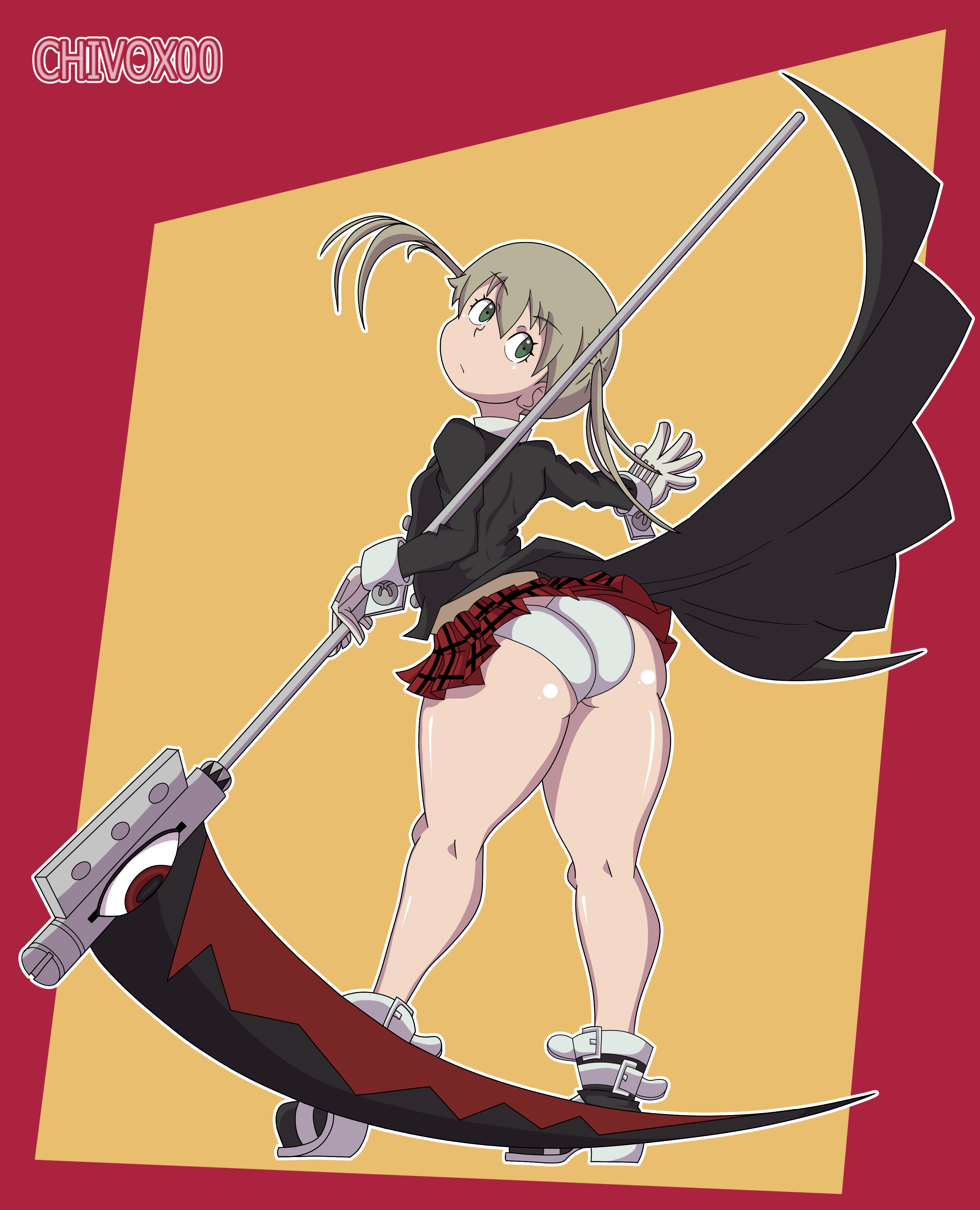 1girls, ass, ass crack, big ass, big butt, bottomless, butt crack, chivox00, female, maka albarn, panties, soul eater, thick thighs, upskirt