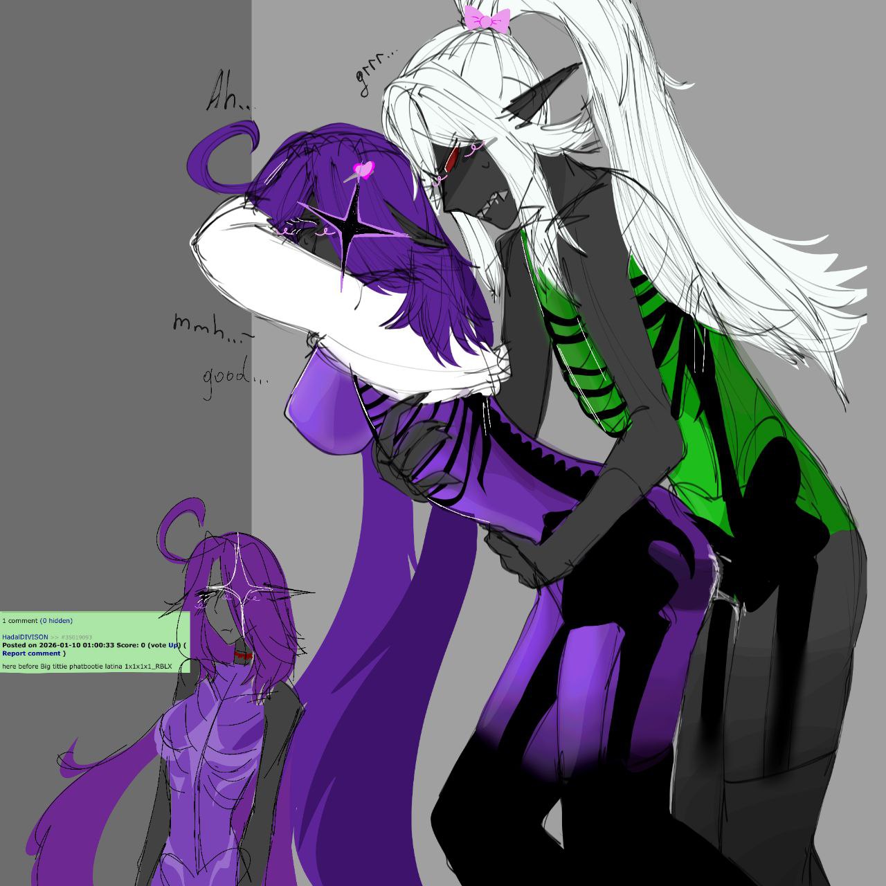 1x1x1x1 (forsaken), betrayed 1x1x1x1, big breasts, black body, breasts, fan character, forsaken (roblox), glitch 1x1x1x1, green torso, long hair, male/female, mating press, nipple, original character, purple eyes, purple hair, purple torso, red eyes, roblox, roblox game, robloxian, rule 34 comment, see-through body, sex, skeleton, tagme, thighs, transparent body, visible skeleton, white hair