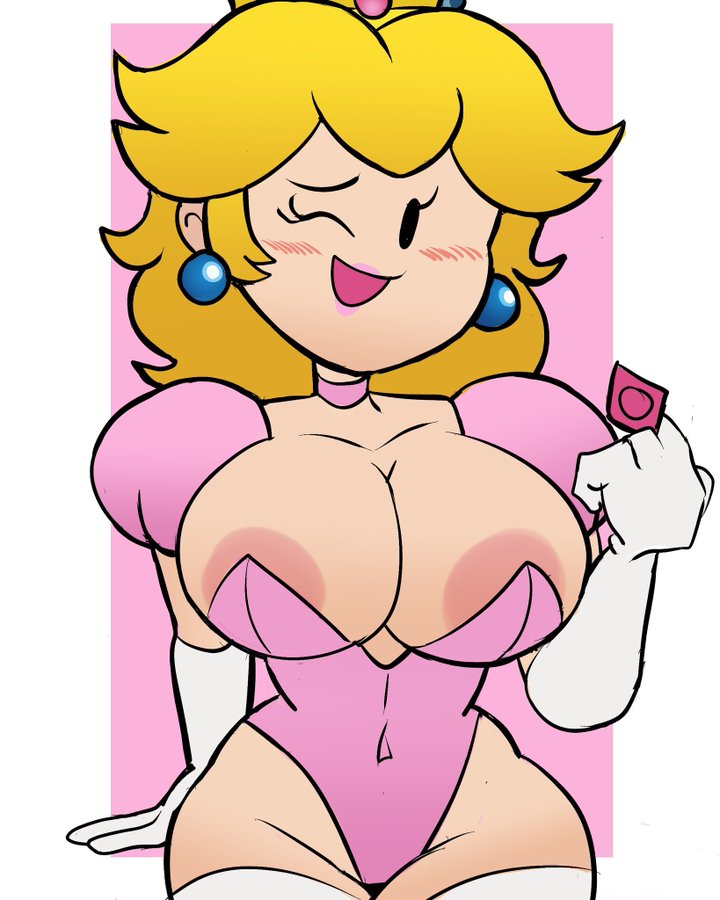 1girls, armwear, big breasts, blonde hair, breasts, cleavage, clothing, condom, crown, earrings, female, female only, huge breasts, human, human only, instantnudeles, light skin, light-skinned female, looking at viewer, mammal, mario (series), mature, mature female, nintendo, open mouth, paper mario, paper mario: the thousand-year door, paper peach, pink outfit, princess, princess peach, royalty, solo, solo female, tagme