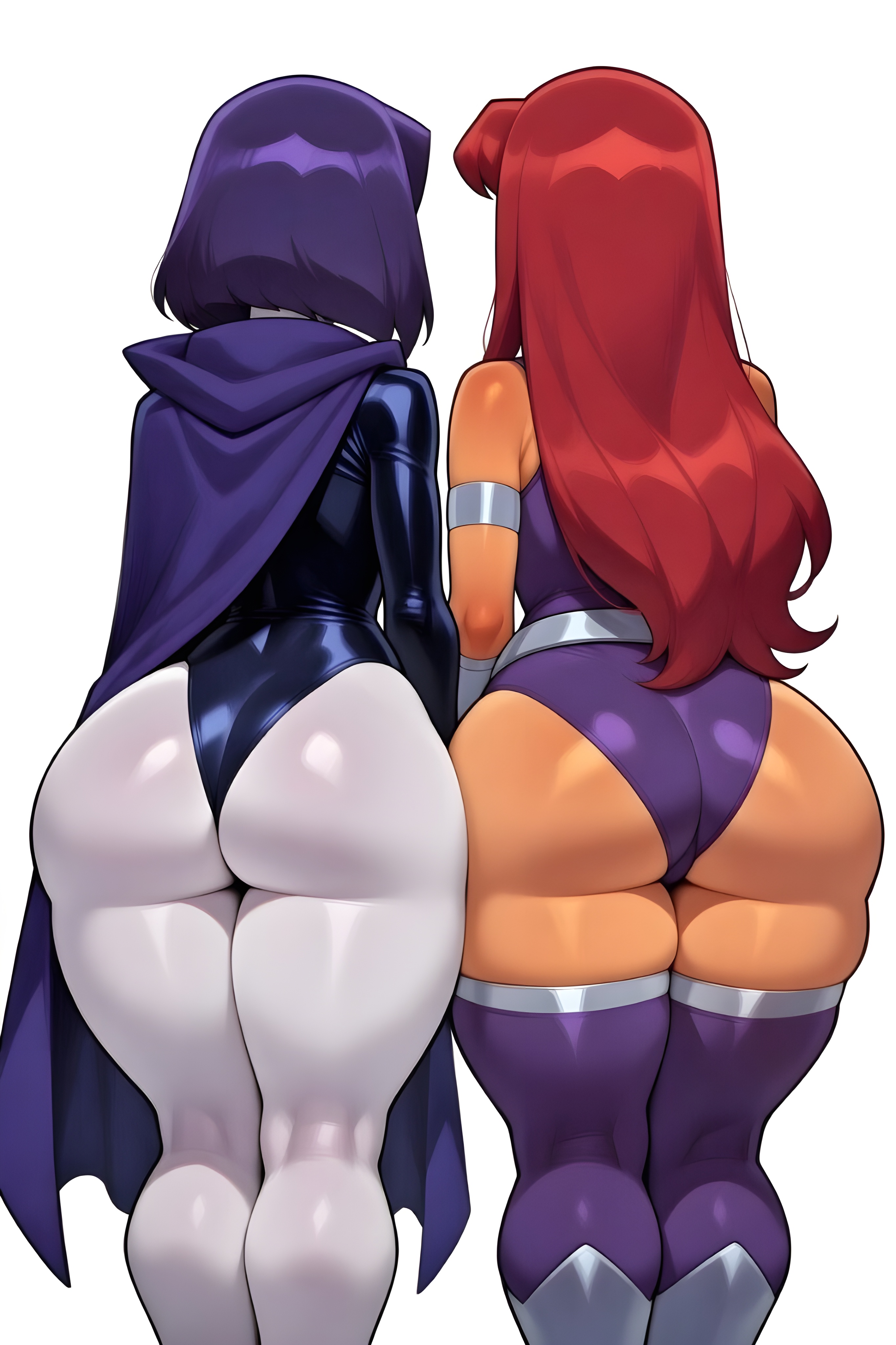 2girl, 2girls, ai generated, ass chart, ass comparison, back view, big ass, big butt, brasil louco, bubble ass, bubble butt, cartoon network, dc, dc comics, female, female focus, female only, full body, fully clothed, koriand'r, rachel roth, raven (dc), raven (teen titans), seducing, seducing viewer, seductive, seductive pose, sexy, sexy body, sexy pose, simple background, solo focus, starfire, starfire (teen titans), tagme, take your pick, teen titans, white background