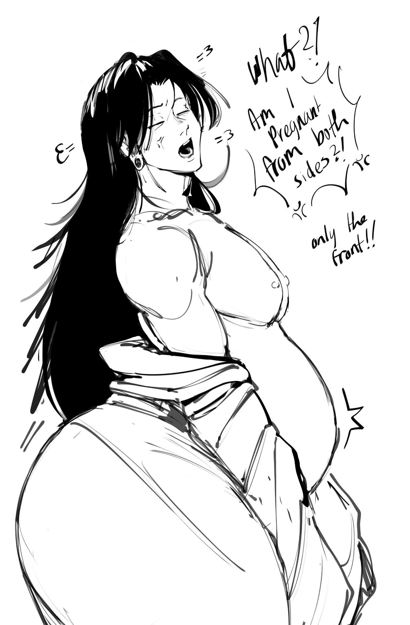 1boy, 1femboy, 2d, 2d (artwork), ass, big ass, big ass (male), big breasts, big butt, big moobs, breasts, breasts out, butt, digital drawing (artwork), digital media (artwork), fat ass, fat butt, huge ass, huge breasts, huge moobs, jujutsu kaisen, large ass, large butt, male, male only, male pregnancy, massive ass, massive butt, moobs, mpreg, notsafe4marcus, pregnant, pregnant belly, pregnant male, suguru geto