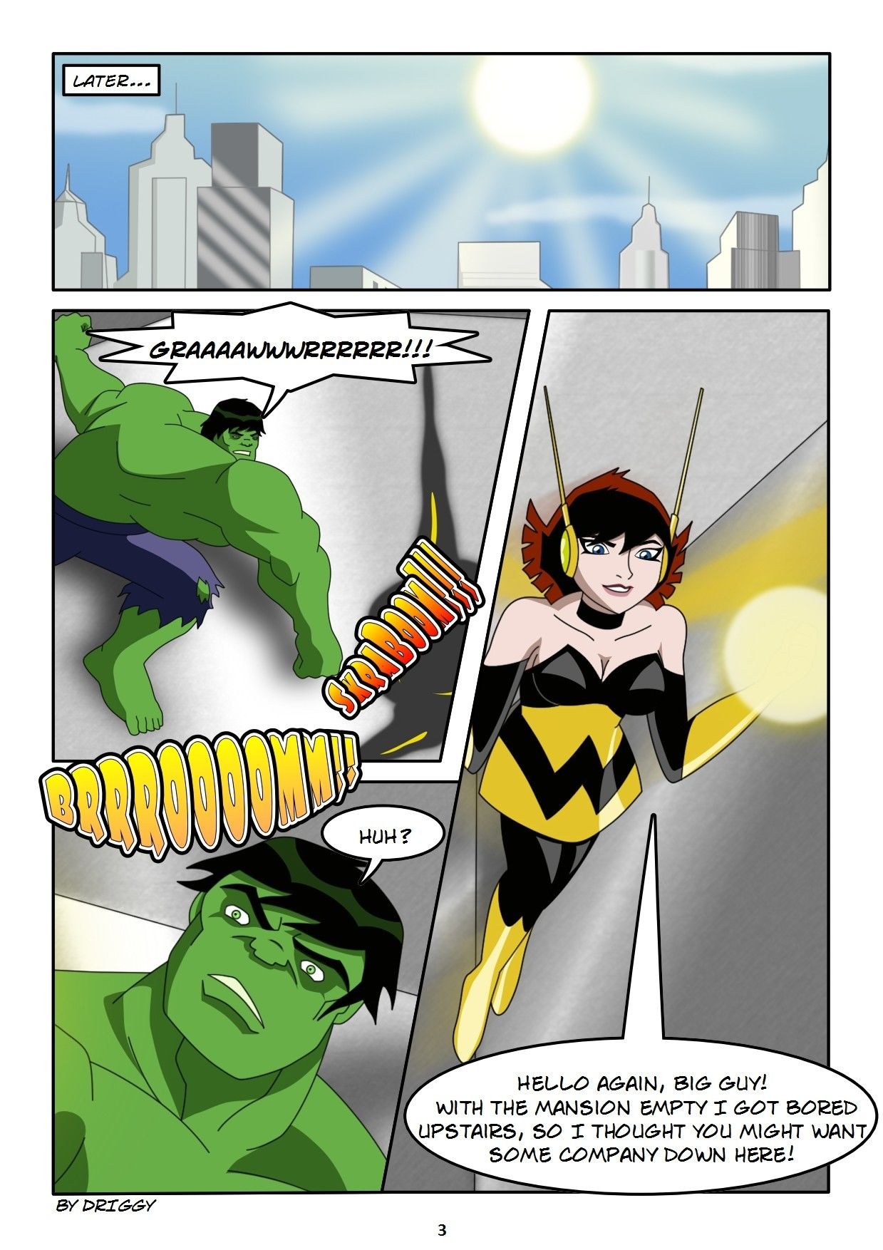 1boy 1girls avengers choker clothed comic comic_page dialogue dr_iggy dress english_text female gloves hulk insect_wings janet_van_dyne male marvel marvel_comics page_3 page_number pantyhose speech_bubble superhero superheroine the_avengers:_earth's_mightiest_heroes wasp_(earth's_mightiest_heroes) wasp_(marvel)