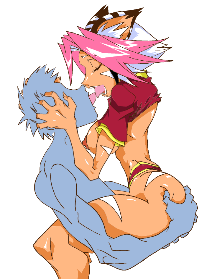 1boy 1boy1girl 1girls ai_subeki ass ass_grab brass_(ai_subeki) bubble_butt cat_ears catgirl color colored curvy erect_nipples eyes_closed faceless_male female french_kiss human humanoid kissing large_breasts lifted lifted_by_another male nekomimi nipples original_character pink_hair roninsong thick_thighs tiger toned toned_male tongue tongue_kiss two_tone_hair voluptuous white_hair wide_hips