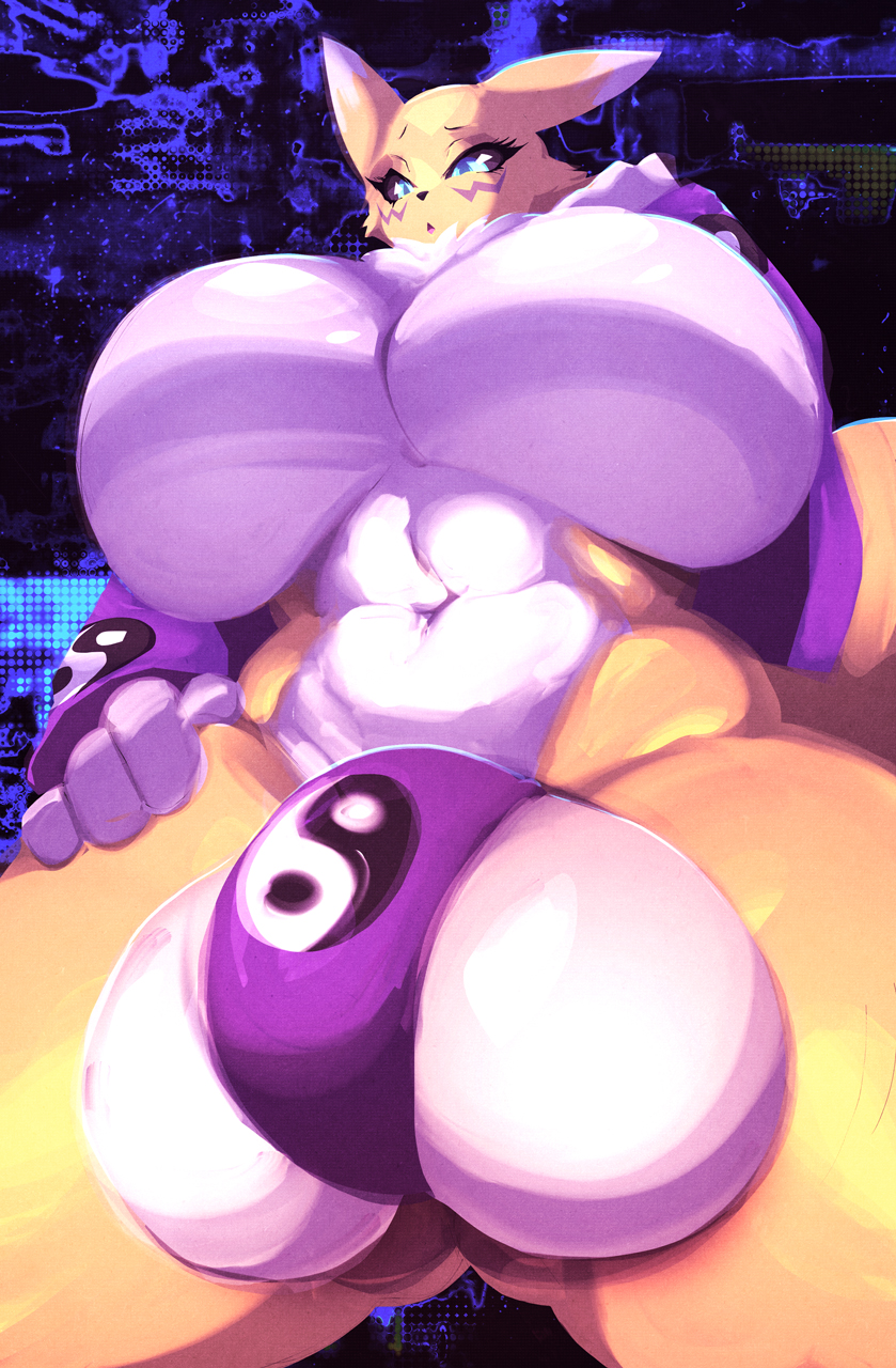 1futa anthro balls digimon furry futa_only futanari huge_balls huge_cock huge_testicles penis penis_in_panties renamon riendonut solo testicles