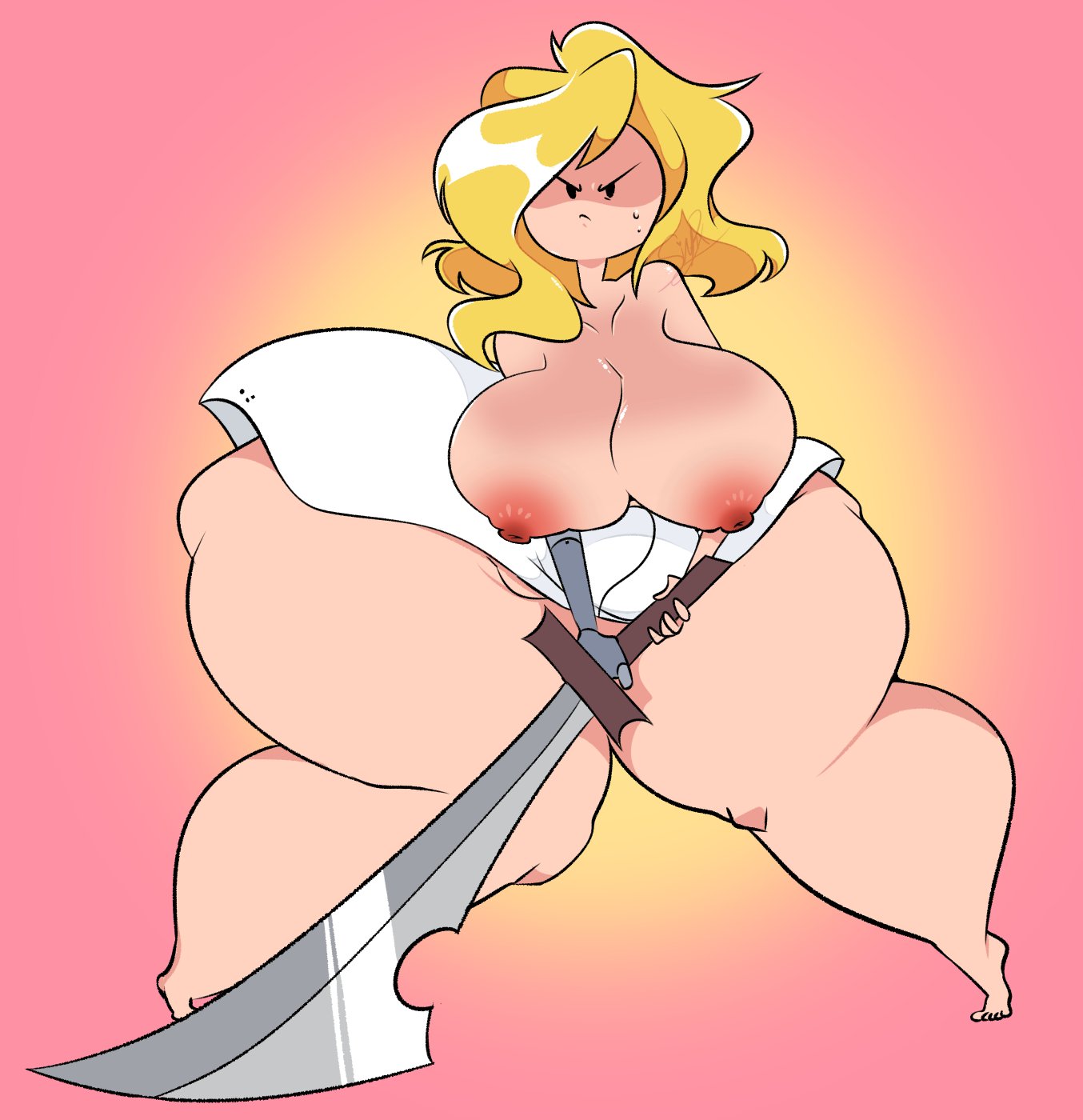 1girls, adventure time, areolae, big breasts, blonde hair, breasts, breasts out, breasts outside, cartoon network, enormous ass, enormous butt, exposed breasts, female, female focus, female only, fionna the human girl, huge breasts, light skin, light-skinned female, looking at viewer, nipples, pixelzsinful, ripped clothing, thick thighs, voluptuous, voluptuous female, wide hips