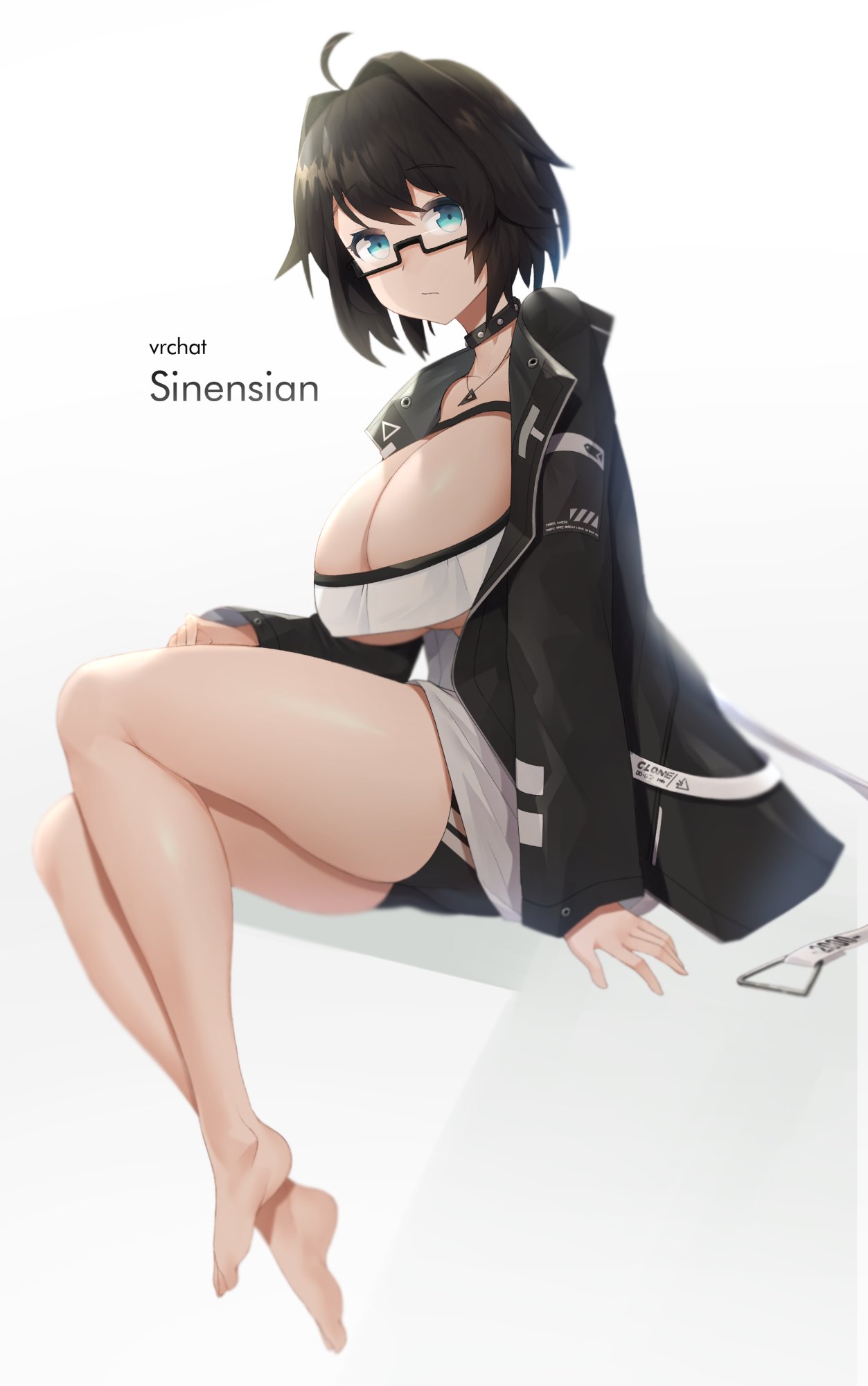 1girls big_breasts breasts cleavage clothed clothing female female_only fully_clothed glasses human large_breasts light_skin pale_skin self_insert sinensian sinensian_(character) sitting solo underboob