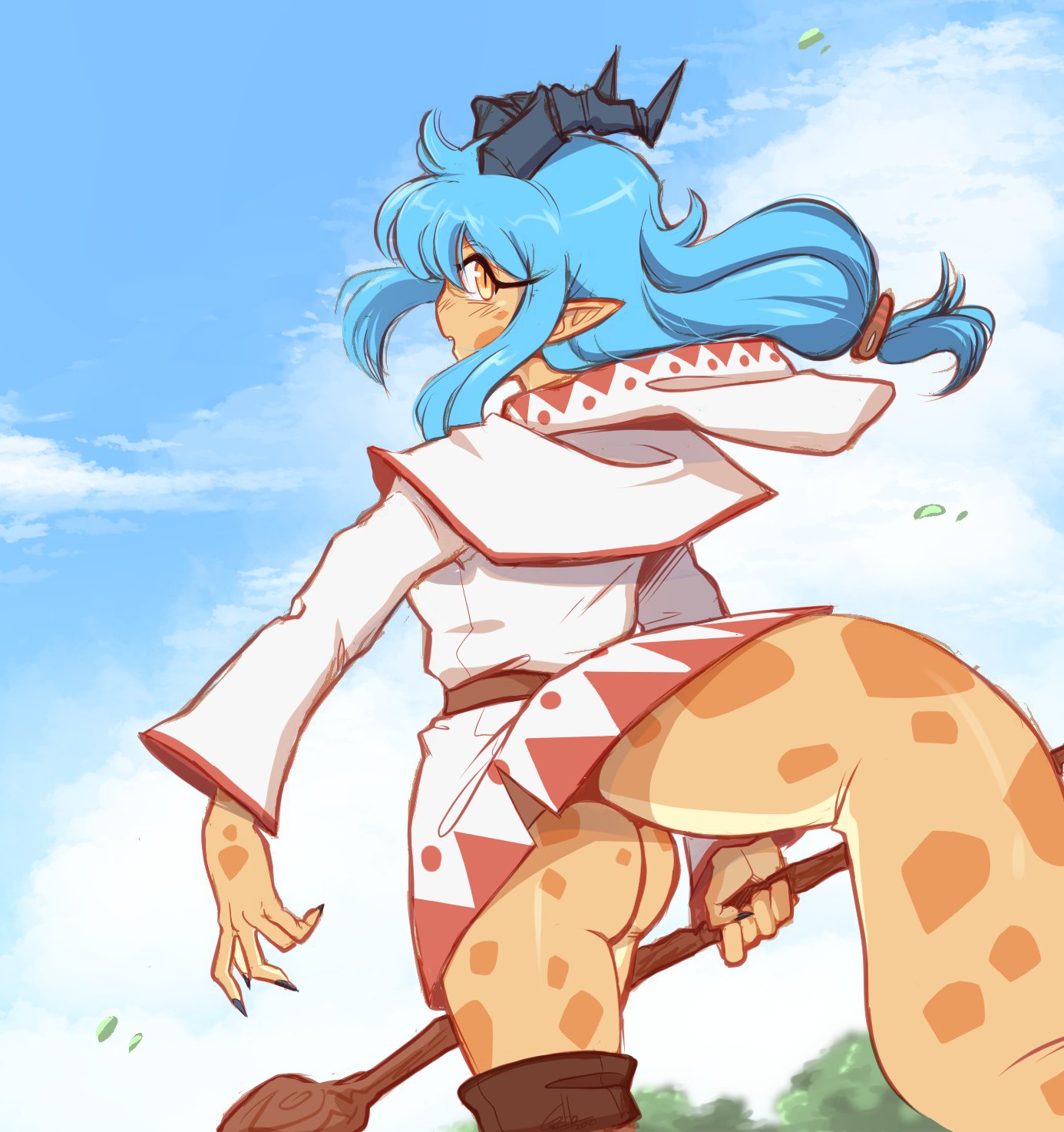 anthro ass blue_hair dragon_girl gcho oc