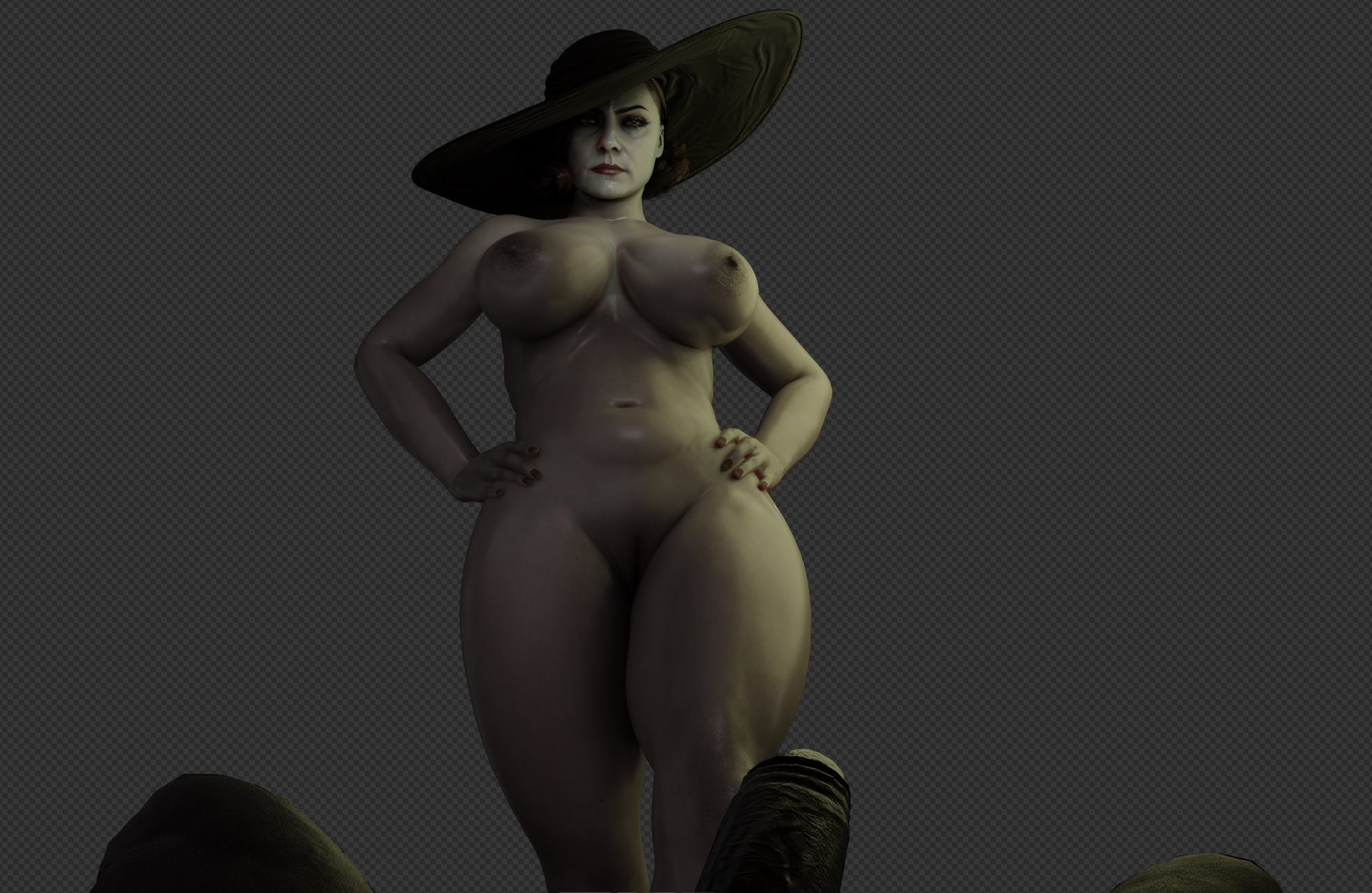 1boy, 1girls, 3d, alcina dimitrescu, areola, areolae, big areola, big breasts, big nipples, blender, breasts, capcom, dark skin, dark-skinned male, erect nipples, female, generalbutch, grey skin, hips, interracial, large breasts, light skin, light-skinned female, male, mature female, navel, nipples, no eyewear, nude, pale skin, pale-skinned female, perky breasts, puffy areola, pussy, resident evil, resident evil 8: village, straight, thick thighs, thighs, vampire, wide hips