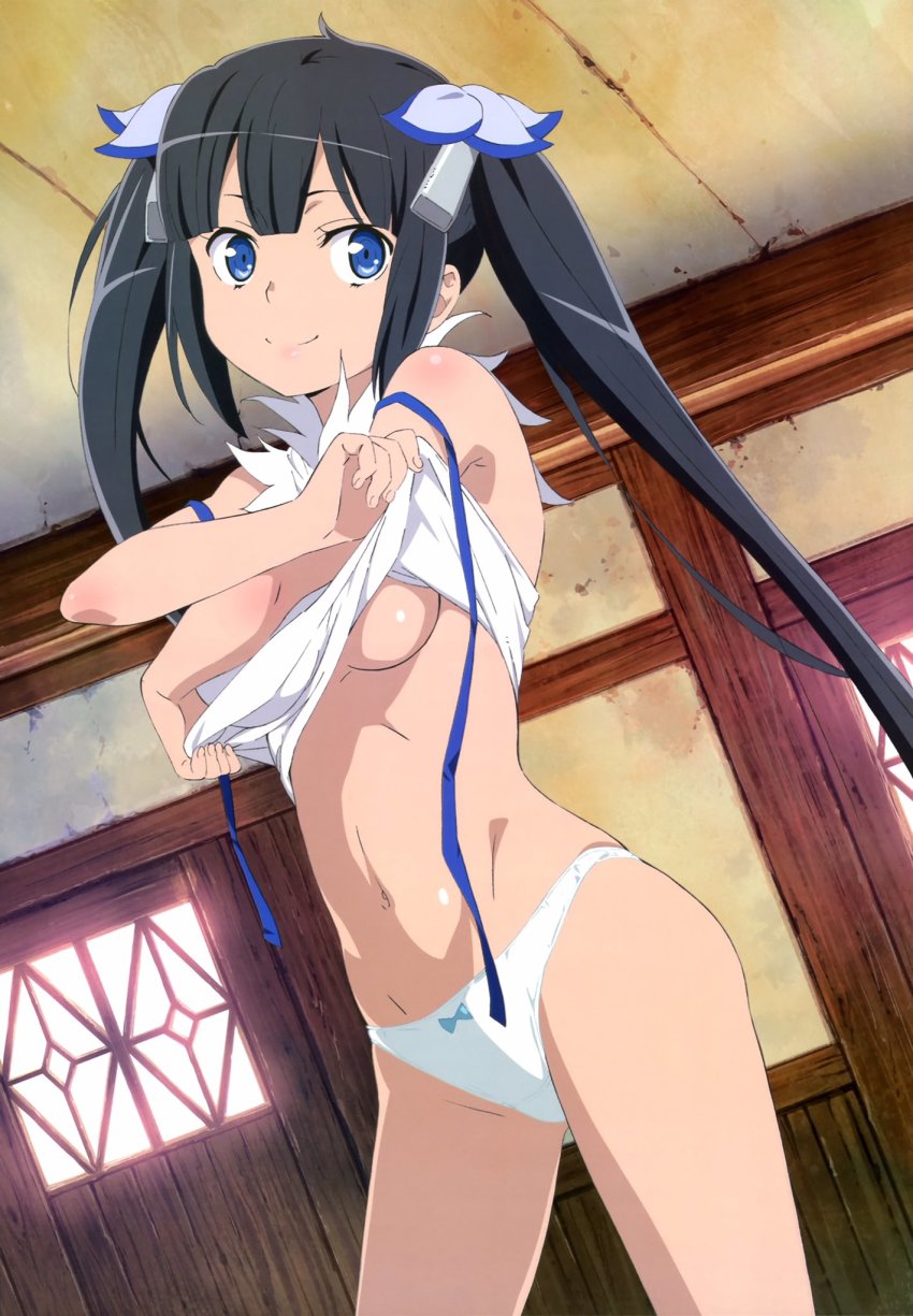1girls, black hair, blue eyes, breasts, dungeon ni deai wo motomeru no wa machigatteiru darou ka, female, female focus, hestia (danmachi), long hair, tagme, twintails