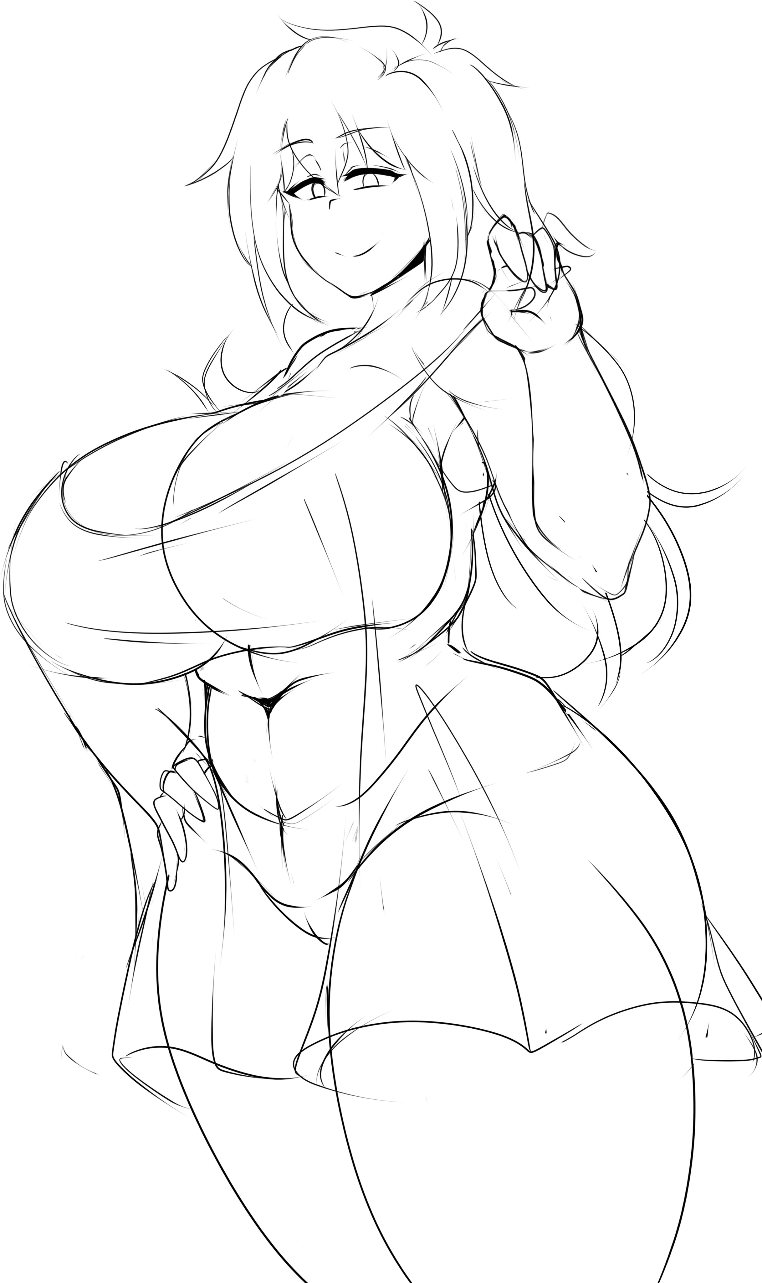 ass, big ass, big breasts, big butt, breasts, comicomryu, delicia (comicomryu), female, long hair, milf, pussy, ryumxr, sketch