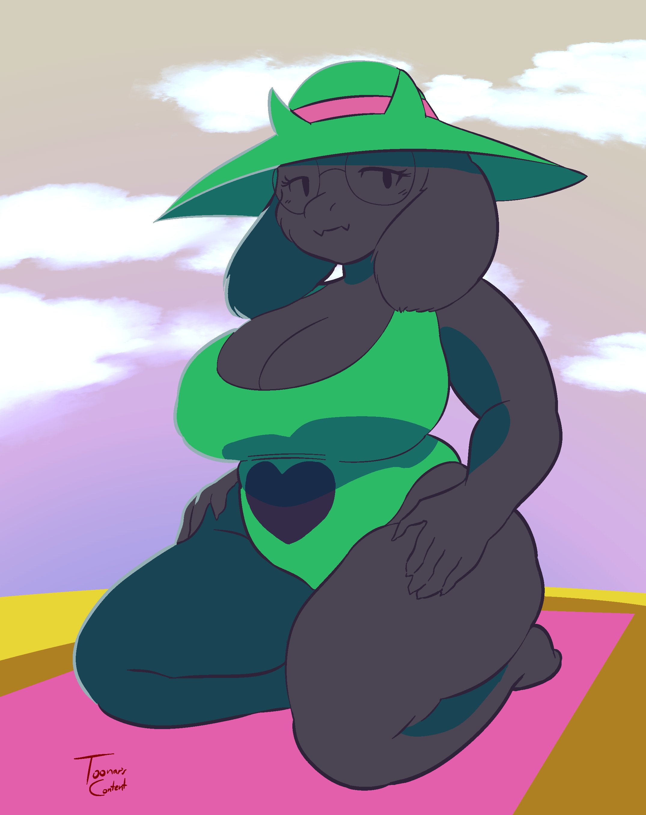 1girls, 2d, anthro, anthro female, anthro only, ass, breasts, caprine, cleavage, clothing, deltarune, female, female only, female ralsei, fur, furry, furry female, furry only, huge ass, huge breasts, humanoid, humanoid female, humanoid only, mammal, mammal humanoid, ralsei, ralsei (female), ralsei with black fur, rule 63, sitting, slightly chubby, solo, tagme, thick thighs, toonarscontent, undertale (series)