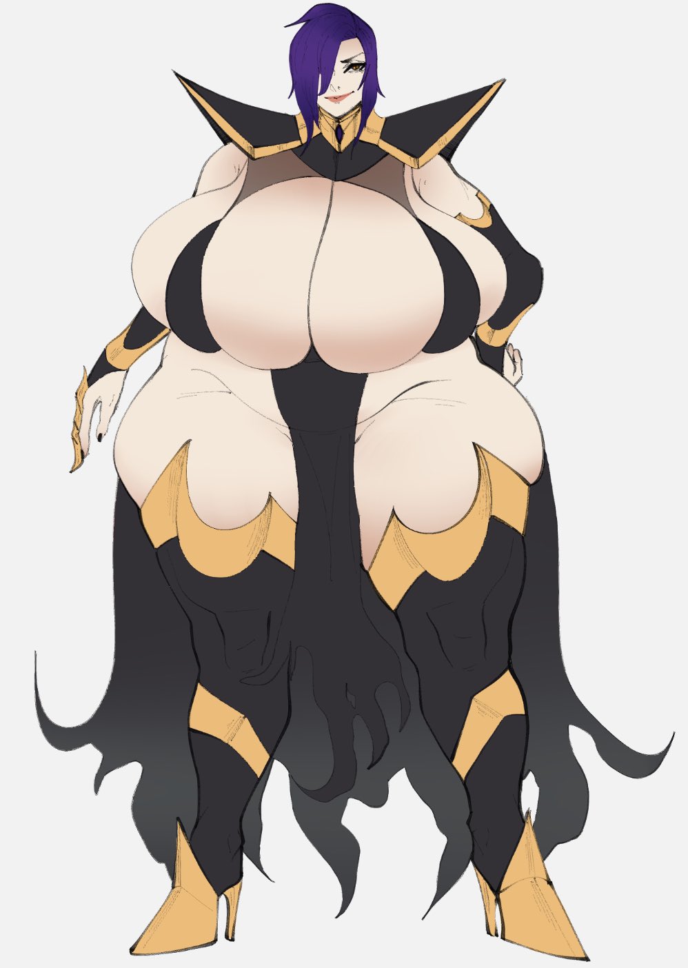 bbw big_breasts big_thighs breasts cleavage gigantic_breasts hips huge_breasts huge_thighs lady_m_(strongmoist) large_breasts massive_breasts multicolored_hair original original_character purple_hair slightly_chubby slightly_chubby_female strongmoist thick_thighs thighs wide_hips wide_thighs