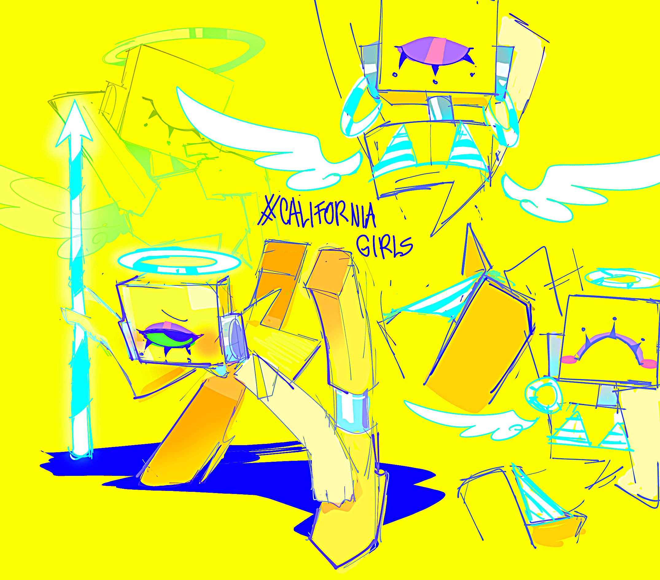 1girls, 2d, angel, angel wings, basslapping, bending over, bikini, blocky body, cute, die of death, die of death (roblox), doodles, earrings, halo, harken (die of death), hoop earrings, non-human, one eye, one eye closed, roblox, roblox game, sand creature, sketch page, staring at viewer, string bikini, tagme, yellow body