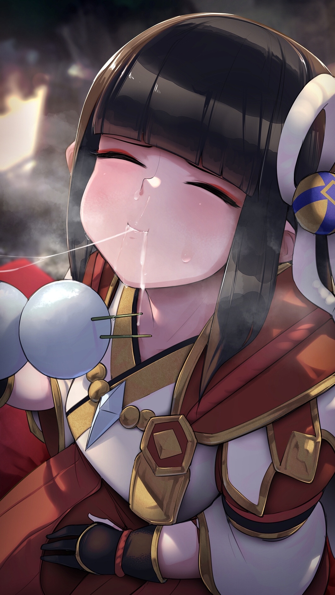 1girls, 4 fingers, after fellatio, after oral, after sex, bangs, blowjob, blunt bangs, blush, censored, censored penis, cheek bulge, closed eyes, cum, cum drip, cum from nose, cum in mouth, cum inside, cum string, cumdrip, cute, dango, eating, eating cum, eyebrows visible through hair, fellatio, female, female focus, fewer digits, gloves, hair ornament, hakama, hi res, high resolution, highres, hinoa, hizake, kashu (hizake), light skin, light-skinned female, male, monster hunter, monster hunter rise, mosaic censoring, open mouth, oral, oral sex, penis, saliva, sex, shiny, shiny hair, sidelocks, swallowing, tongue, tongue out, viewed from above, wyverian