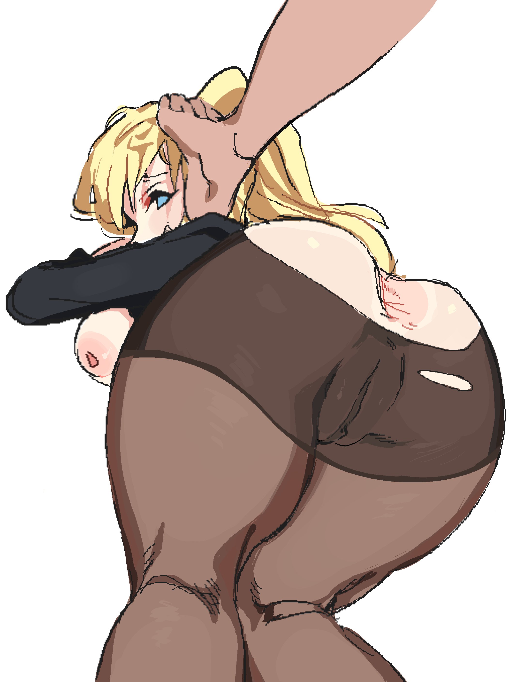 1girls, anus, ass, bent over, blonde hair, blue eyes, darkness (konosuba), domination, female, foot on face, foot on head, from behind, kono subarashii sekai ni shukufuku wo!, pantyhose, pussy, stepped on, stepping on face, stepping on female, stepping on head, submissive, submissive female, torn pantyhose, white background, whoopsatro