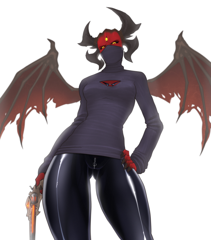 1girls demon demon_girl female hellsinger latex metal:_hellsinger red_skin spacemaxmarine tagme