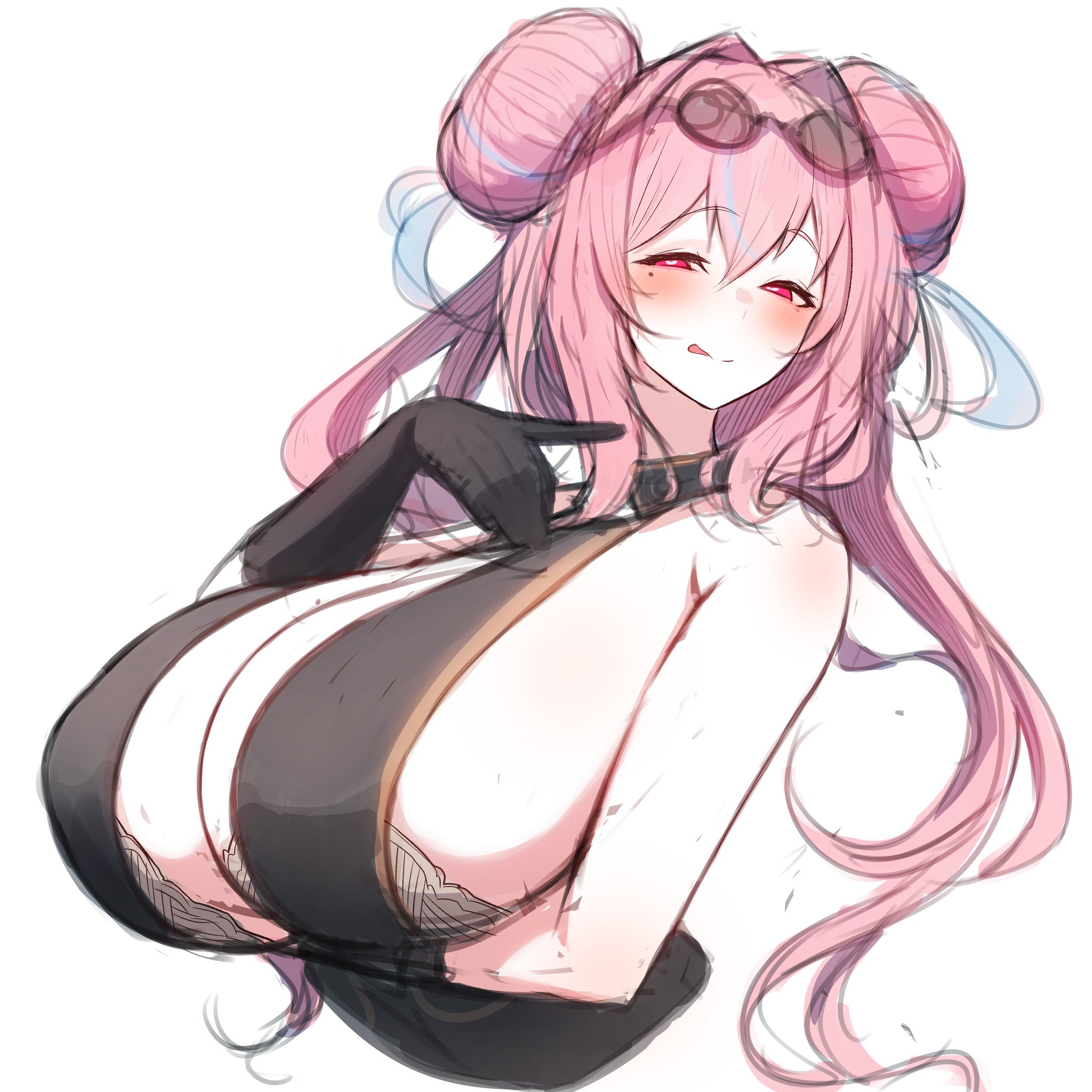 1girls, 2020s, 2024, 2d, 2d (artwork), 2d artwork, 5 fingers, arm under breasts, azur lane, background, big breasts, blush, blushing at viewer, bra, breasts, bremerton (azur lane), bremerton (kung fu cruiser) (azur lane), cleavage, cleavage cutout, cleavage overflow, clothed, clothed female, clothes, clothing, color, colored, cropped, cropped torso, curvy, curvy body, curvy female, digital drawing (artwork), digital media (artwork), eagle union (azur lane), eyelashes, eyes, eyes half open, eyes open, female, female focus, female human, female only, fingers, first person view, glasses, glasses on head, glove, gloved hands, gloves, hair bun, half naked, half-closed eyes, half-dressed, heart, heart-shaped pupils, horny, horny female, human, human female, human only, humanoid, large boobs, large breasts, licking, licking lips, light body, light skin, light-skinned female, long hair, long-haired female, looking at viewer, multicolored hair, pink hair, point of view, pointy chin, pov, pov eye contact, rikuguma, simple background, smile, smiling, smiling at viewer, solo, textless, tongue, tongue out, two-tone hair, video game, video game character, video game franchise, video games, voluptuous, voluptuous female, white background