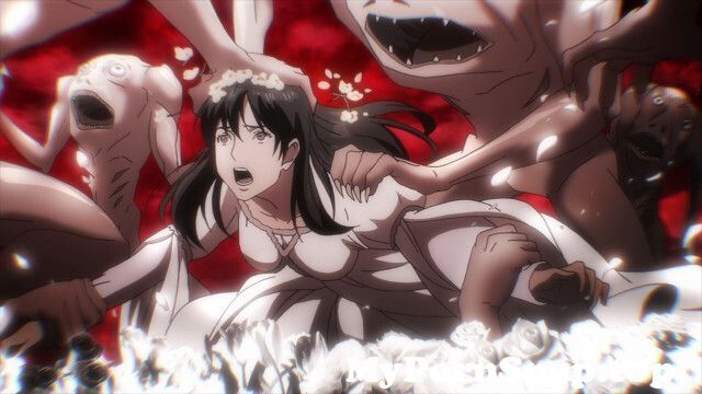 ambiguous_rape black_hair female female_human human kimishima_kana kiseijuu monster parasite parasyte_the_maxim