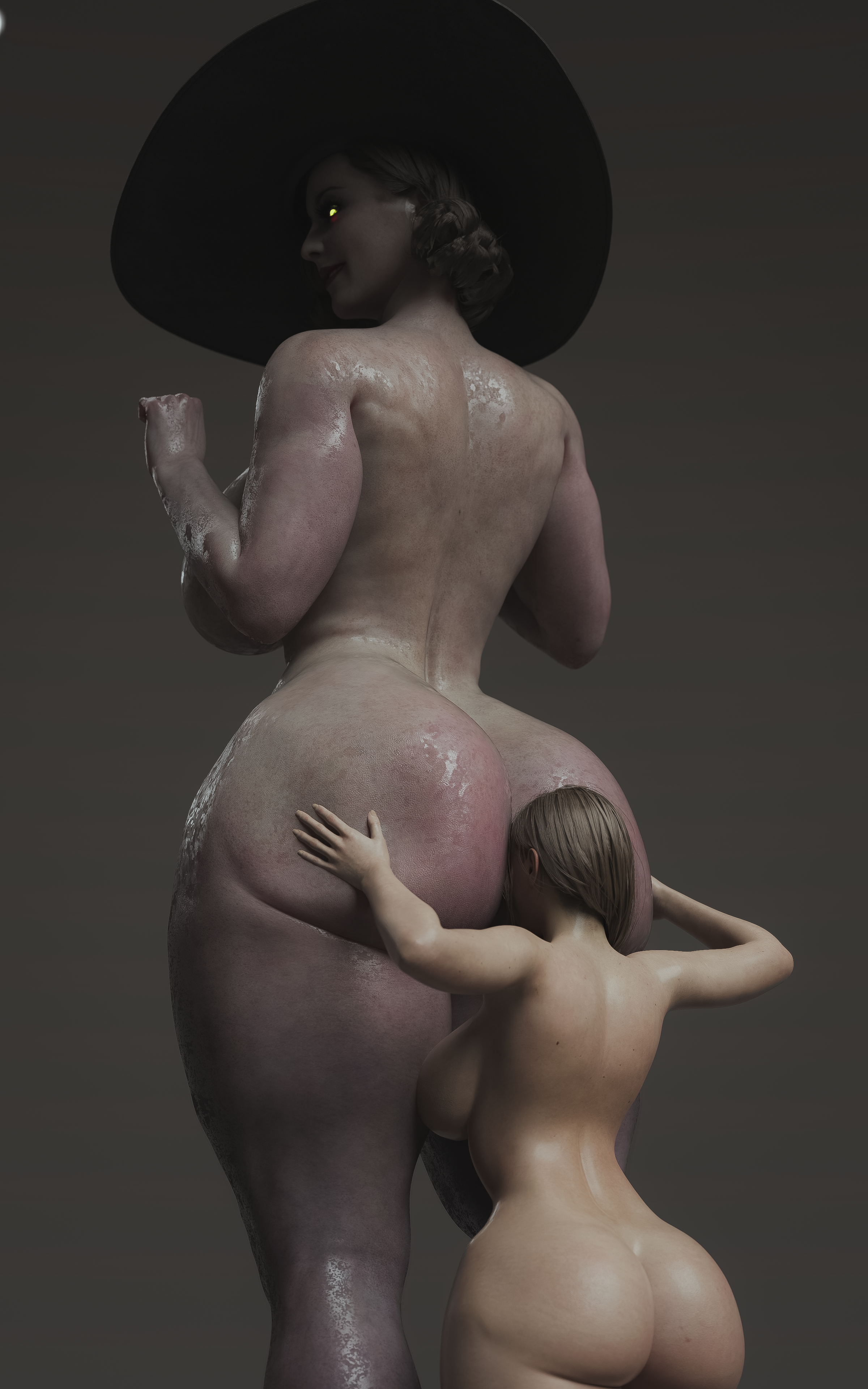 2girls, 3d, alcina dimitrescu, ass, ass grab, ass in face, ass worship, big ass, big breasts, biohazard, breasts, bust, busty, capcom, chest, cleavage, curvaceous, curves, curvy, curvy figure, dark hair, digital media (artwork), eyebrows, eyelashes, eyes, face in ass, female, female focus, fit, fit female, giantess, hips, hourglass figure, huge ass, huge breasts, humanoid, joshuaproart, large ass, large breasts, large female, legs, light skin, light-skinned female, lips, mature, mature female, mia winters, milf, mini giantess, mutant, pale skin, pale-skinned female, resident evil, resident evil 8: village, tall female, thick, thick hips, thick legs, thick lips, thick thighs, thighs, upper body, vampire, vampire girl, vampiress, villain, villainess, voluptuous, voluptuous female, waist, white body, white skin, white-skinned female, wide hips, yuri