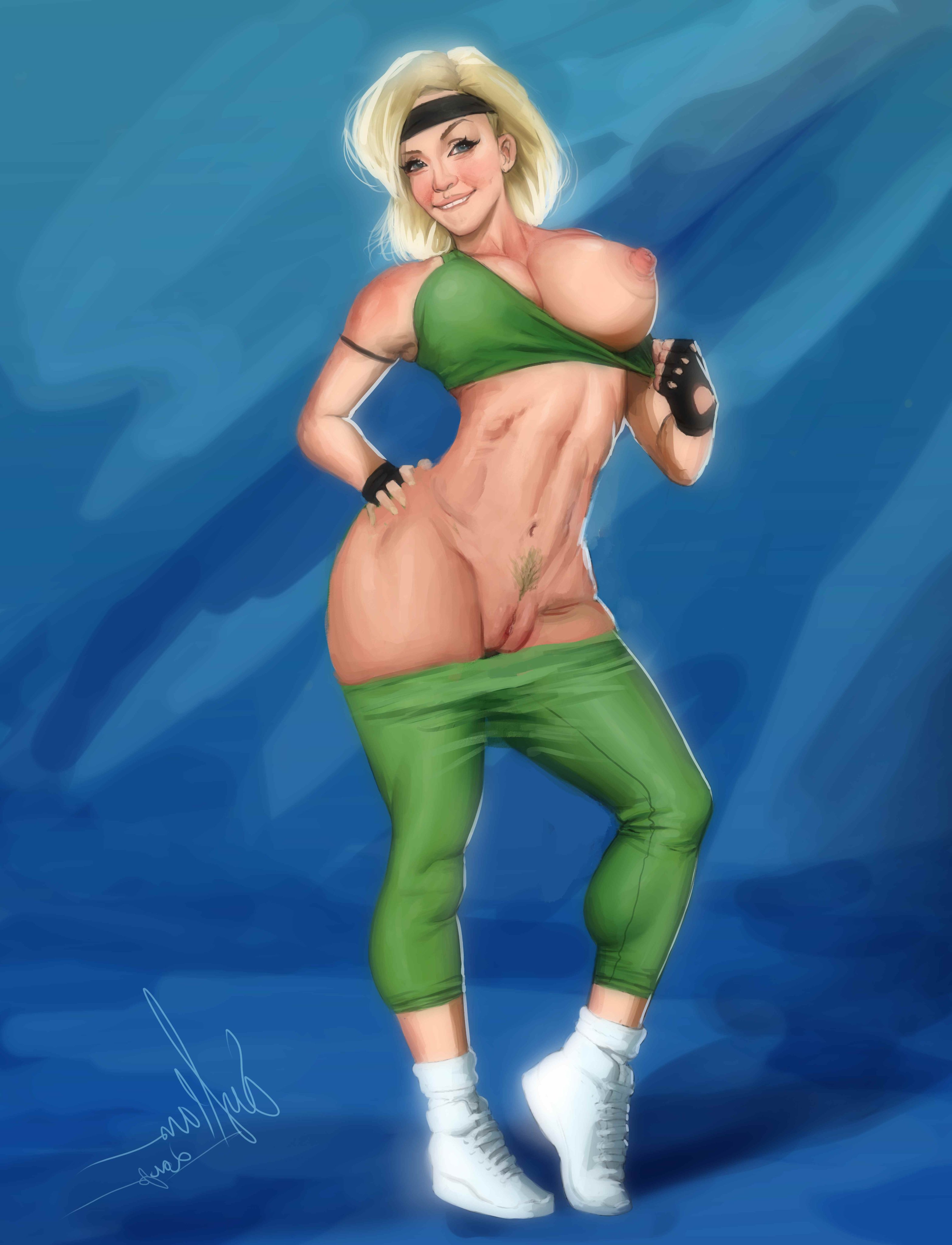 1girls, 2d, abs, areola, areolae, athletic, athletic female, big areola, big breasts, big nipples, bimbo, blonde hair, blush, breast out, breasts, female, female focus, female only, flashing, hand on hip, light skin, light-skinned female, long hair, magicmoonsarts, mortal kombat, muscular, muscular female, navel, nipples, pale skin, pale-skinned female, pinup, pose, posing, pubes, pubic hair, puffy areola, pussy, shoes, skintight, smile, sneakers, solo, sonya blade, sports bra, sportswear, standing, thick thighs, thighs, uncensored, vagina, wide hips