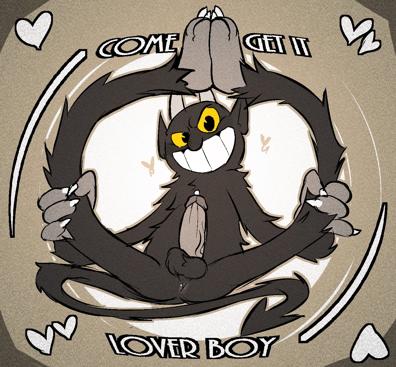 anus, cuphead (game), demon, devil, male, male only, naughtybassard, penis, presenting, solo, the devil (cuphead), torquewintress