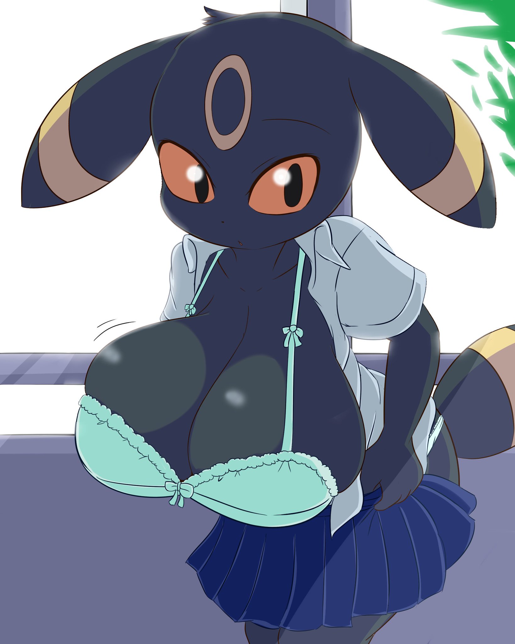 barely clothed, breasts, female, female only, fur, game freak, huge breasts, large breasts, nintendo, pokémon (species), pokemon, pokemon (species), red eyes, solo female, sugaru, umbreon