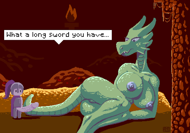 2d anthro ass big_breasts big_butt big_penis breasts deepest_sword dragon duo erection female genitals human humanoid_genitalia humanoid_penis knight_(deepest_sword) knight_on_monster long_the_dragon male male/female mammal nude penis pixel_art pussy remakecake rmc scalie scalie_female text video_games