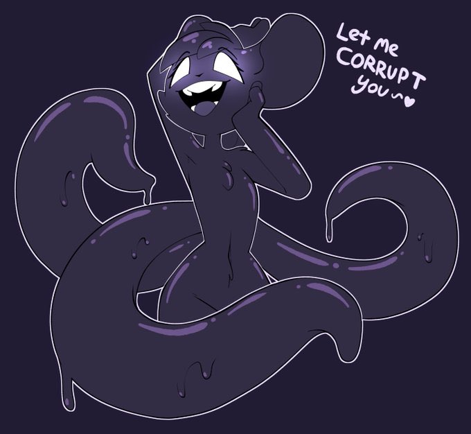 anthro, black tentacles, corruption, glowing eyes, goo, male, male only, mouse, offbrand nightmare sans, pupilless eyes, reggie (whygena), tagme, tentacles