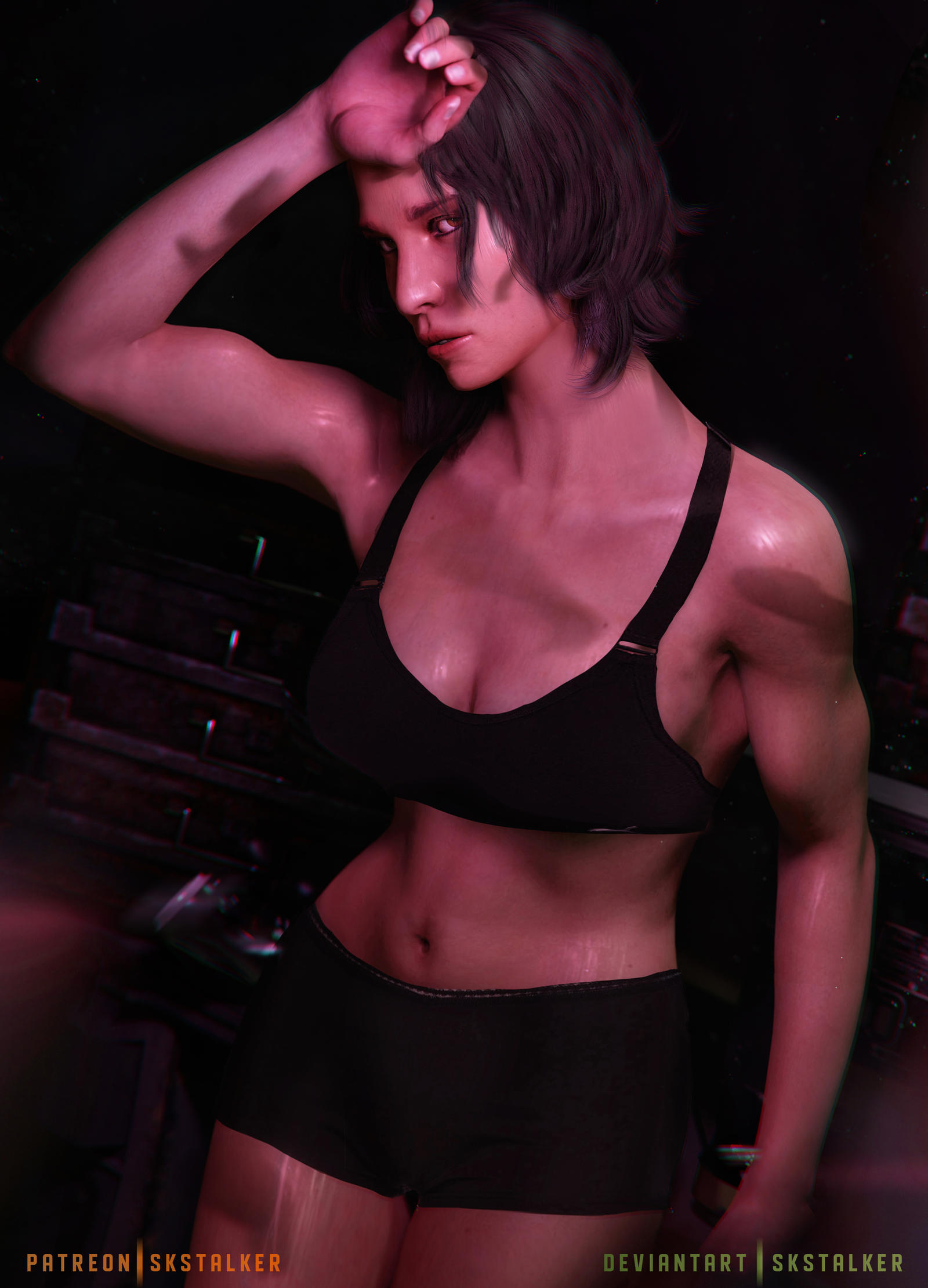 1girls, 3d, brown hair, female, female only, mira (rainbow six), muscular, muscular female, no eyewear, rainbow six, rainbow six siege, skstalker, solo, solo female, tom clancy