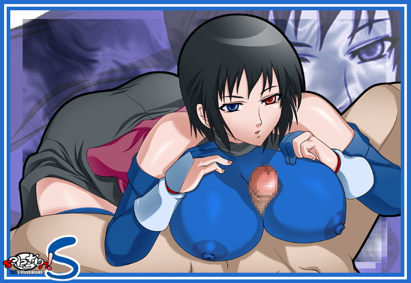 1boy 1girls clothed_paizuri kunoichi large_breasts ninja nipples paizuri penis samurai_shodown shiki_(samurai_shodown) snk tagme unknown_artist visible_nipples