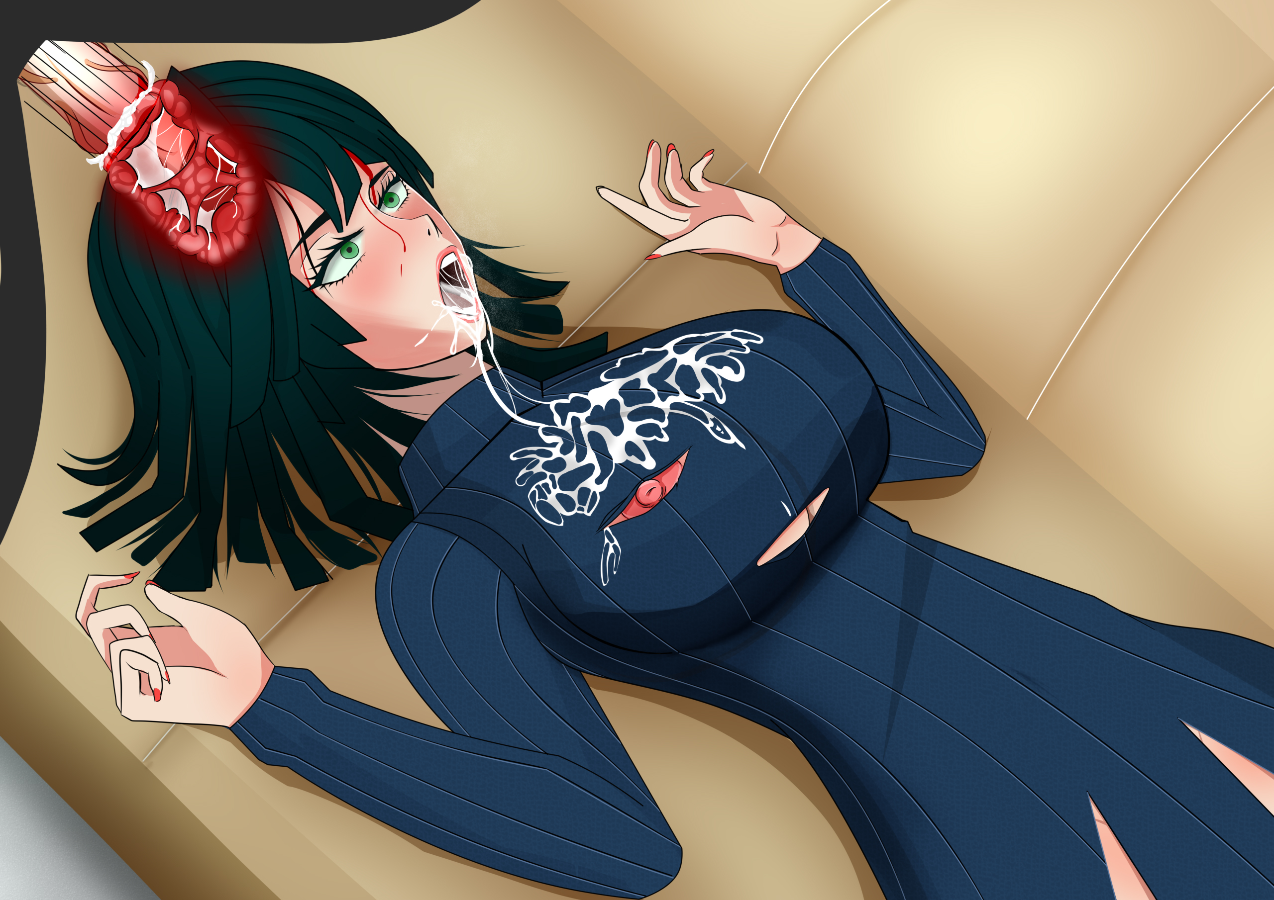 blood, brain, brain fuck, breasts, cum, cum from mouth, cum in brain, cum inside, cum on breasts, cum through, death, death by penis, female, female death, femsub, fubuki (one-punch man), fucked to death, gore, guro, huge breasts, kouro, large breasts, large penis, male, necrophilia, nipple slip, nipples, one-punch man, open mouth, penis, ribbed sweater, skull fucking, snuff, straight, sweater, torn clothes, x-ray