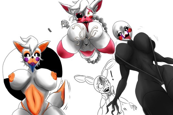 ahe gao, big breasts, breasts, breasts apart, breasts out, cum in pussy, erect nipples, female, five nights at freddy's, five nights at freddy's 2, five nights at freddy's: sister location, lolbit (fnaf), mangle (fnaf), marionette (fnaf), nipples, one-piece swimsuit, puffy nipples, puppet (fnaf), pussy, scottgames, shocked expression, sister location, thong, tongue, tongue out, toy bonnie (fnaf)