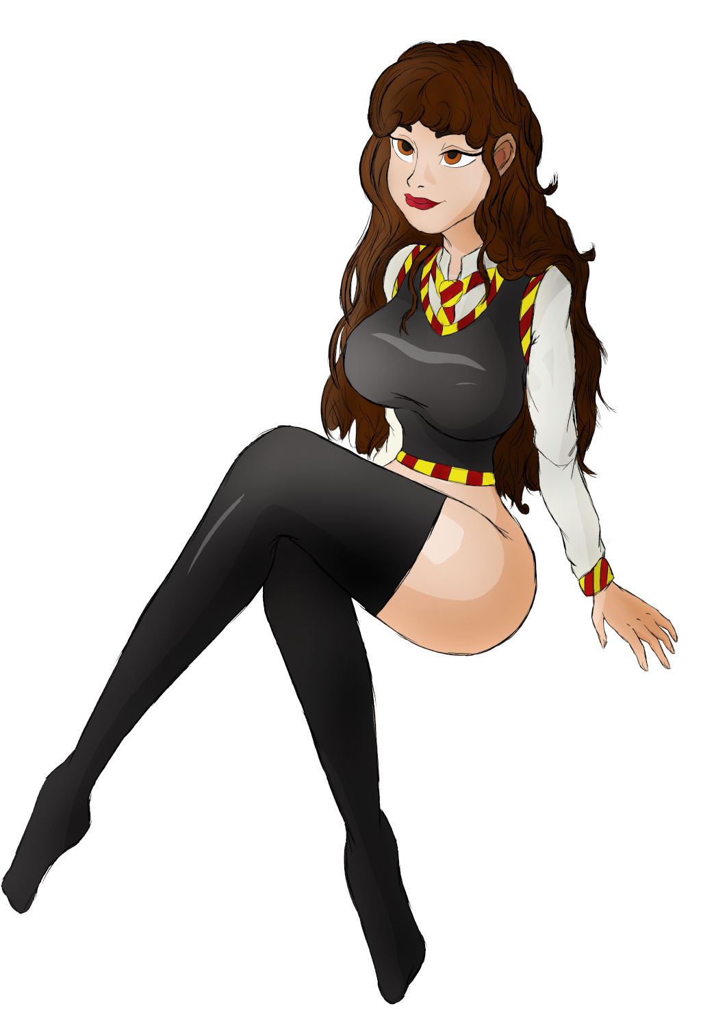 brown_eyes brown_hair female gryffindor gryffindor_tie gryffindor_tower harry_potter hermione_granger uniform witch