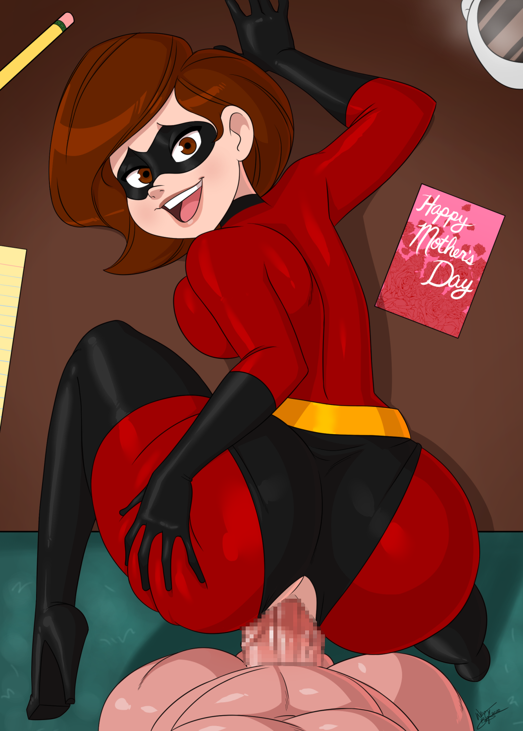 1boy 1girls aeolus06 big_breasts disney elastigirl female helen_parr male male/female mr._incredible penis pixar robert_parr roleplay smooth_skin superheroine tagme the_incredibles