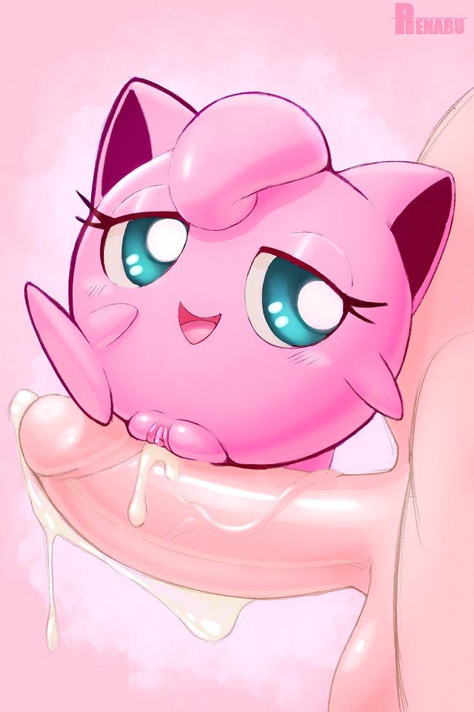 1boy, 1girls, balls, big penis, blue eyes, cat ears, cum, cum in pussy, cumshot, cute, cute face, ear, eyelashes, feet, female, foot up, green eyes, interspecies, jigglypuff, larger male, looking at viewer, love, male, male/female, nintendo, penis, pink body, pink hair, pink skin, pokemon, pokemon (species), pokephilia, pussy, pussy juice, renabu, size difference, smaller female, smile, smiling, smiling at viewer, super smash bros., super smash bros. ultimate, testicles, vagina, waddling head, wet