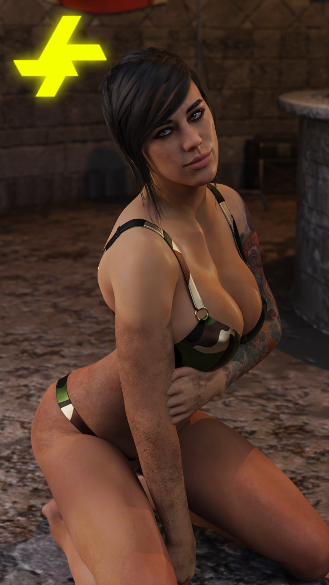 3d, breasts, call of duty, call of duty modern warfare (2019), dirty, female, italessio27, mara (cod), solo, solo female, tattoo