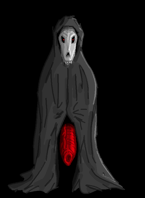 2021 aliasing anterior_nasal_aperture big_penis black_background bone cloak cloak_only clothing demon digital_drawing_(artwork) digital_media_(artwork) dot_eyes erection foreskin front_view genitals glans glowing glowing_eyes grey_cloak grey_clothing hood humanoid_genitalia humanoid_penis looking_at_viewer looking_forward male monster not_furry penis poking_out presenting presenting_penis red_eyes red_glans red_penis rodin simple_background skull skull_head solo standing teeth uncut unretracted_foreskin vein veiny_penis