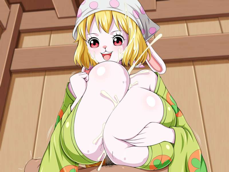 :3 bunny_girl carrot_(one_piece) cum cum_between_breasts cum_on_breasts female huge_breasts human_on_anthro interspecies k-trance koktter male male_human/female_anthro male_on_anthro one_piece paizuri pubes pubic_hair straight unseen_male_face