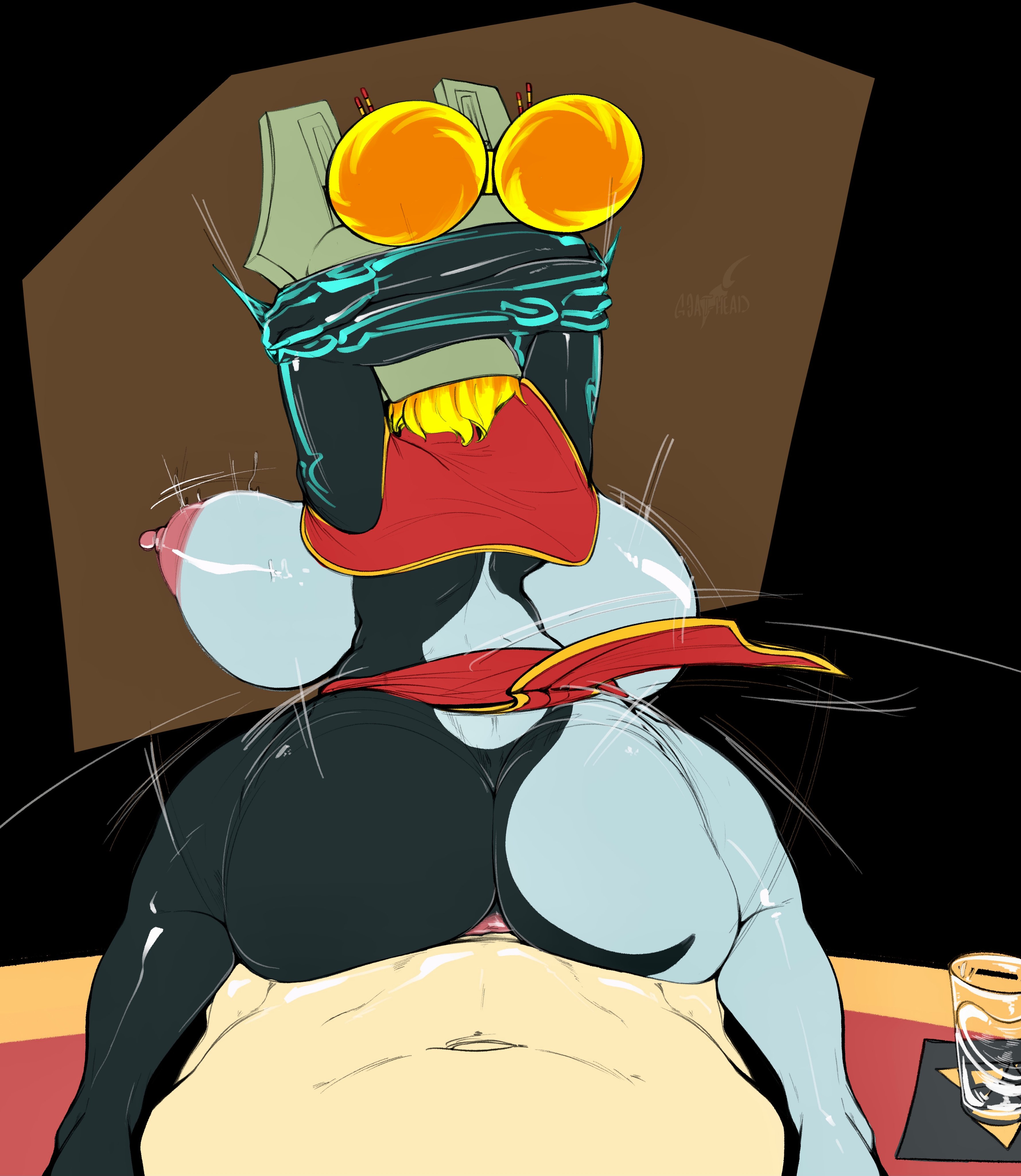 1boy, 1girls, alternate breast size, breasts, busty, female, goat-head (artist), hourglass figure, imp midna, male, midna, nintendo, partial male, public use, sex, shortstack, tagme, the legend of zelda, twilight princess, wide hips
