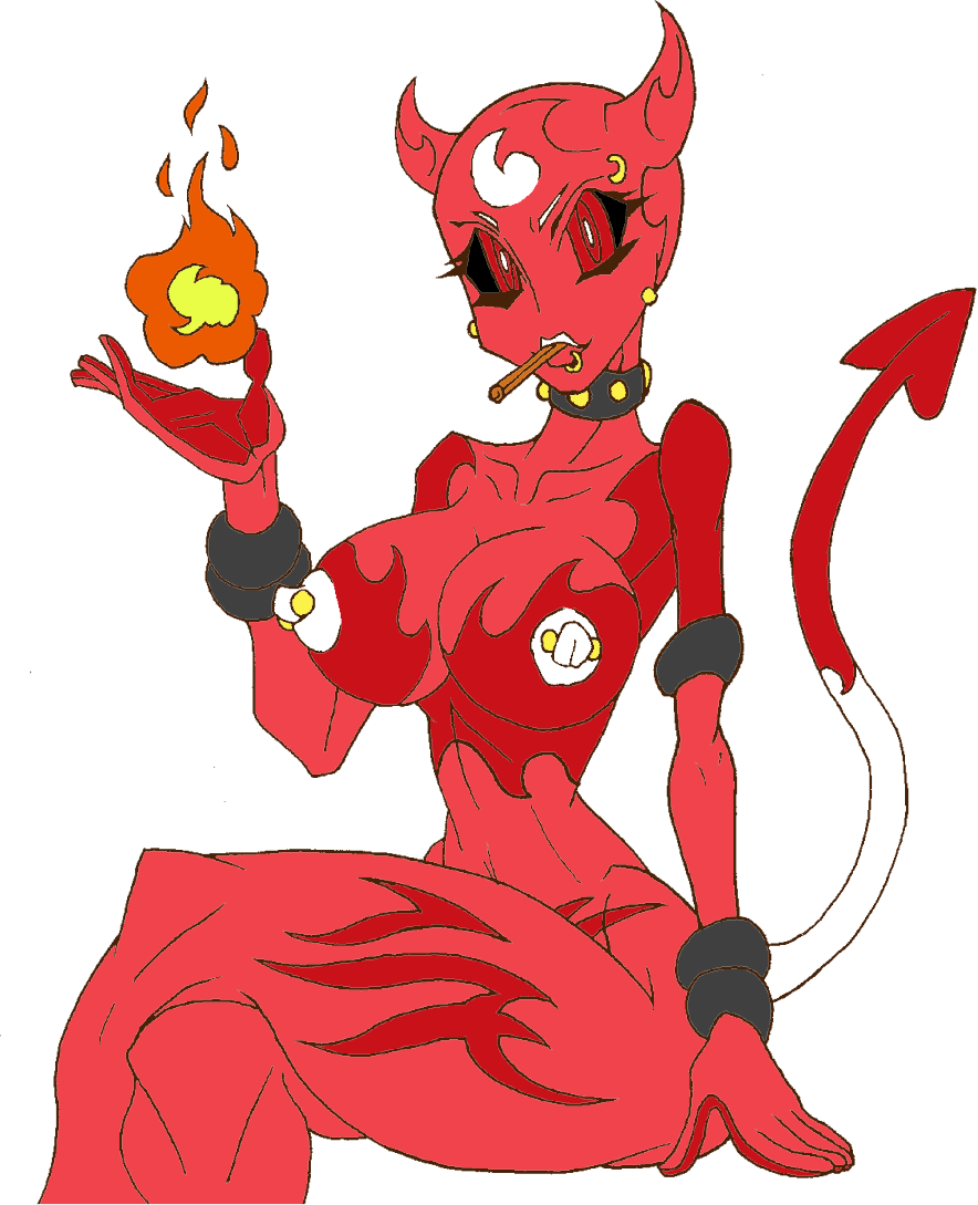 1girls ambiguous_species arm_band big_ass big_breasts candy candy_girl candy_shop collar color colored crossed_legs curvy_female demon demon_tail devil erect_nipples eyebrow_piercing female fire flame_markings flames flash food_creature food_humanoid hi_res horns hot_ball_(roninsong) humanoid looking_at_viewer nipple_piercing nipples original_character pierced_nipples red_eyes red_sclera red_skin roninsong sitting solo_female studded_collar tagme tail thick_ass two_tone_skin