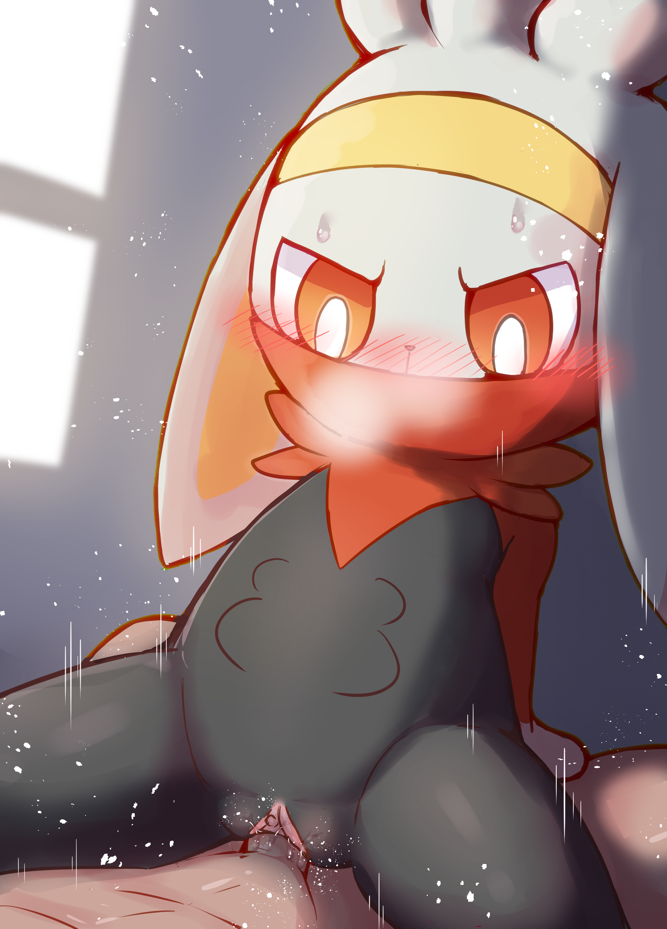 2020s, 2021, absurd res, anthro, anthro focus, anthro penetrated, black body, black fur, black nose, blush, bodily fluids, chibi, clitoris, cowgirl position, duo, female, female focus, female on human, female on top, female penetrated, from front position, fur, genital fluids, genitals, hi res, human, human on anthro, human penetrating, human penetrating anthro, humanoid genitalia, humanoid pussy, interspecies, kajiura, looking down, male, male on anthro, male on bottom, male penetrating, male penetrating female, male/female, mammal, motion lines, multicolored body, multicolored fur, nintendo, nude, on bottom, on top, penetration, penile, penile penetration, penis, penis in pussy, pokemon, pokemon (species), pokephilia, pussy, pussy juice, pussy juice on penis, raboot, red body, red eyes, red fur, sex, solo focus, spread legs, spreading, sweat, vaginal penetration, video games, white body, white fur, yellow body, yellow fur